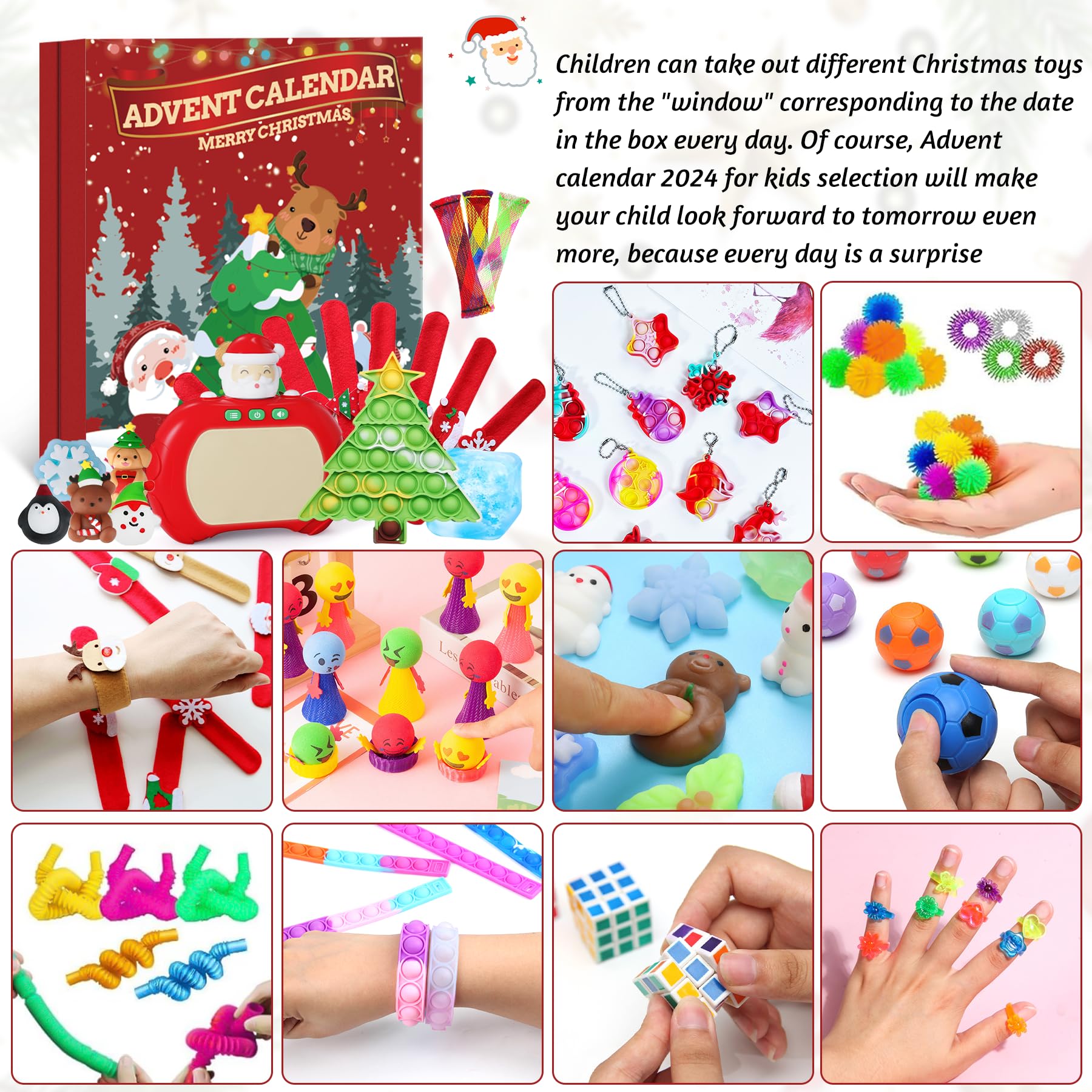 Christmas Advent Calendar 2025,24 Days of Surprises Fidget Toys Box,24-Day,Xmas Party Favors Carnival Treasure,24 Days of Surprises Fidget Toys Box,Fidget Toys Bulk Christmas Gift For Girls Boys Teen - Medaid International