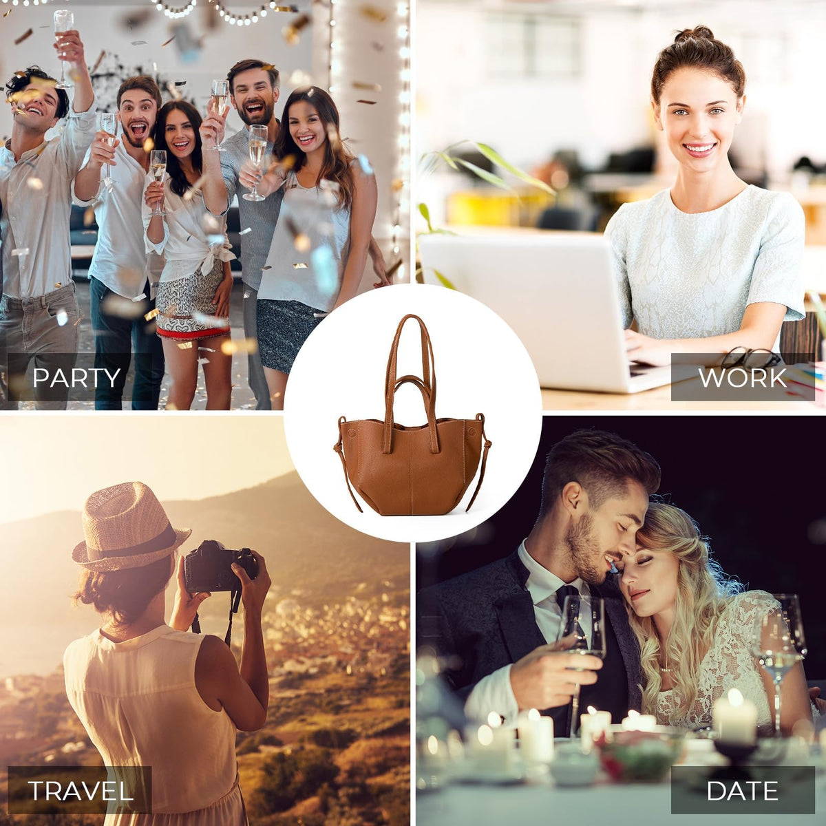 KASTWAVE Tote Bag for Women, Tote Shoulder Bag, Small Leather Tote Bags, Trendy Dumpling Bag, Hobo Purse Shoulder Handbags, Great Gift for Womens (Brown)