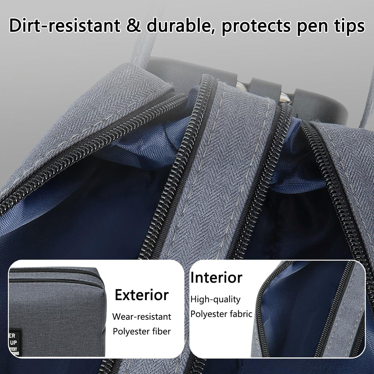 Portable Storage Bag with Lock 2 Big Compartments, Waterproof & Stain-Resistant Cosmetic Bag, Wide Zipper Opening Organizer for Office Travel (Gray)