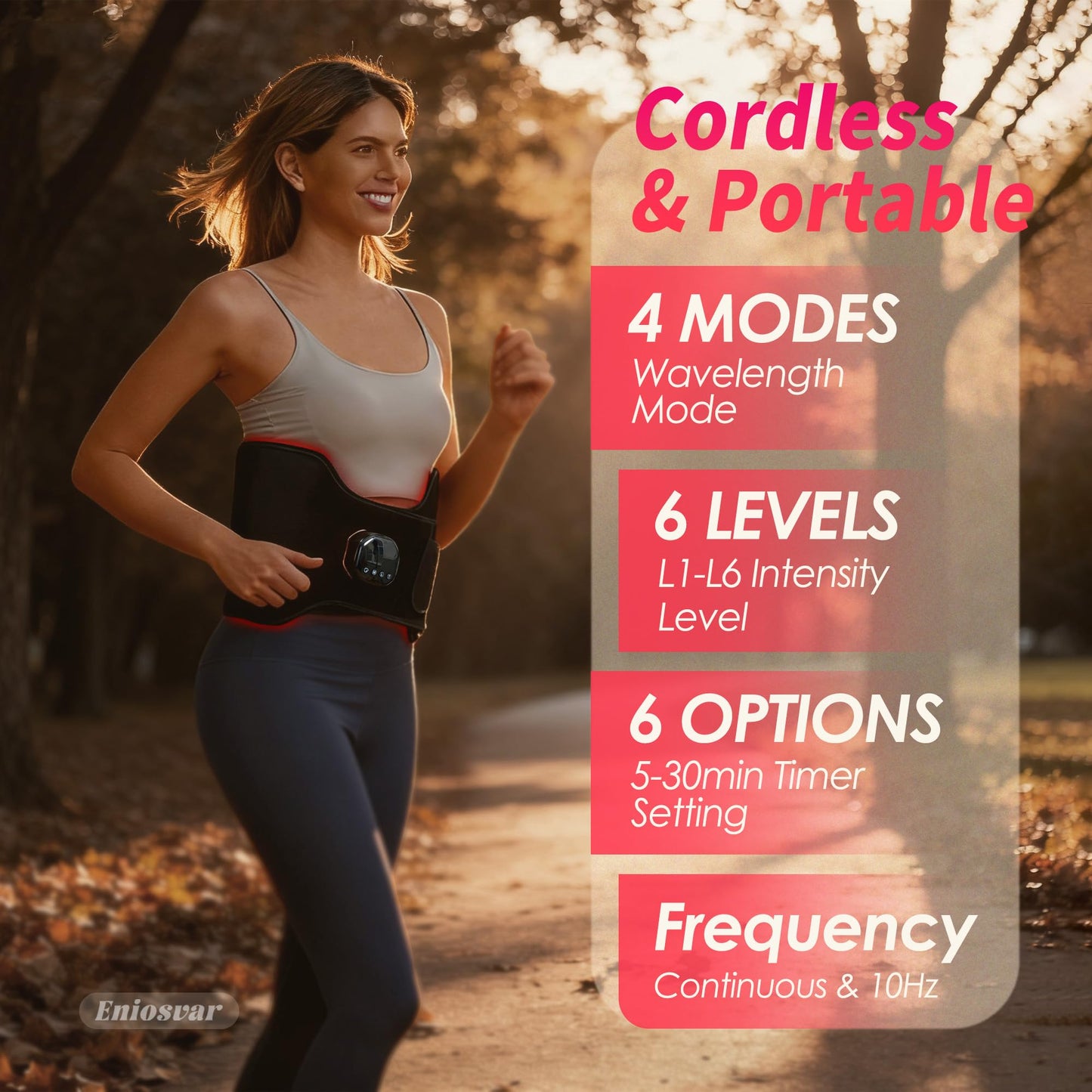 Red Light Therapy Belt, 7500mAh Cordless Infrared Light Therapy for Body, 3-in-1 660nm&850nm for Pain Relief & Muscle Repair, with Elastic Band - Medaid International