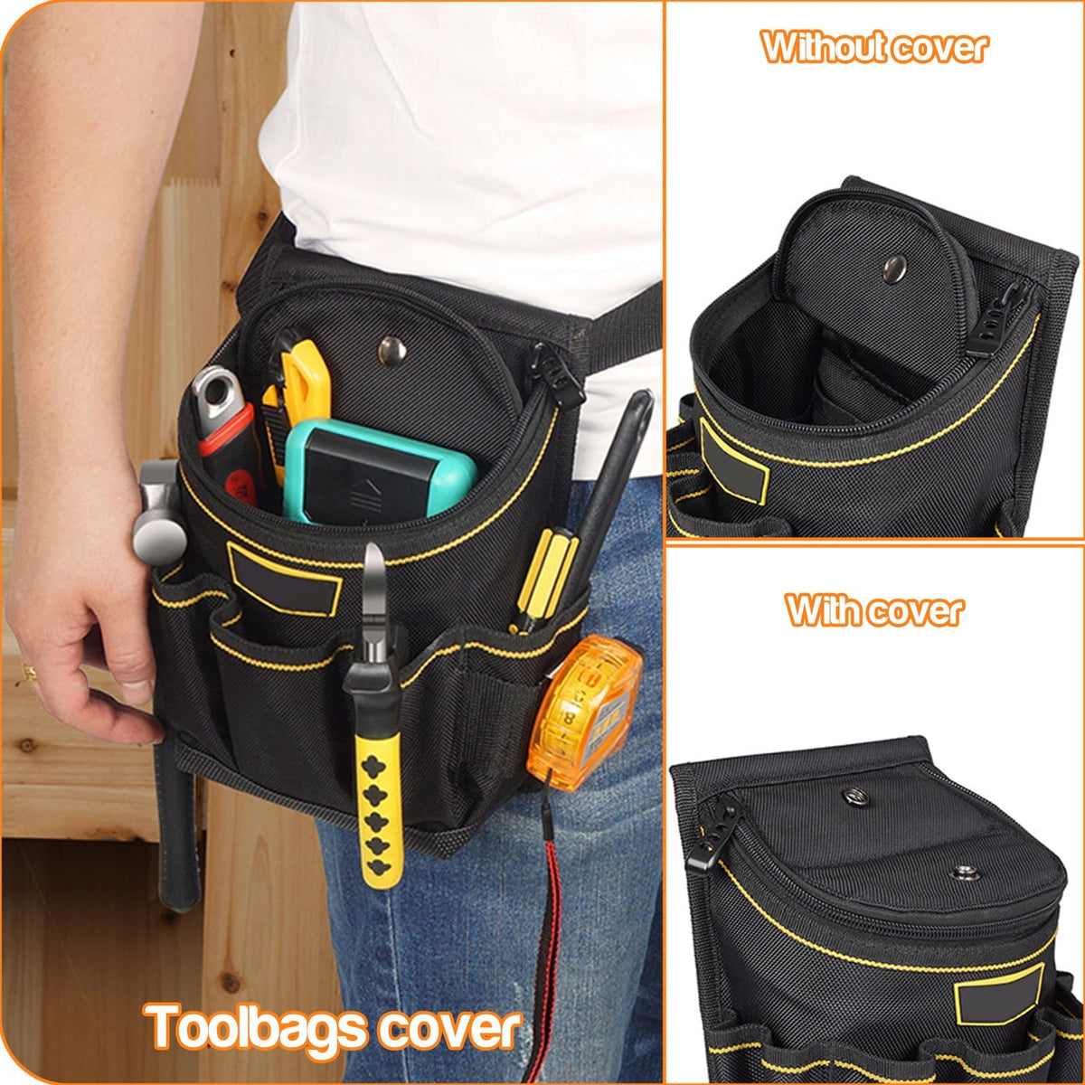 TERRIFI Tool Belts for Men, Tool Pouch, Electrician Tool Bag with Belt, Quick Tool Pouch with Cover, Wear Resistant Tool Belt for Electricians, Carpenters