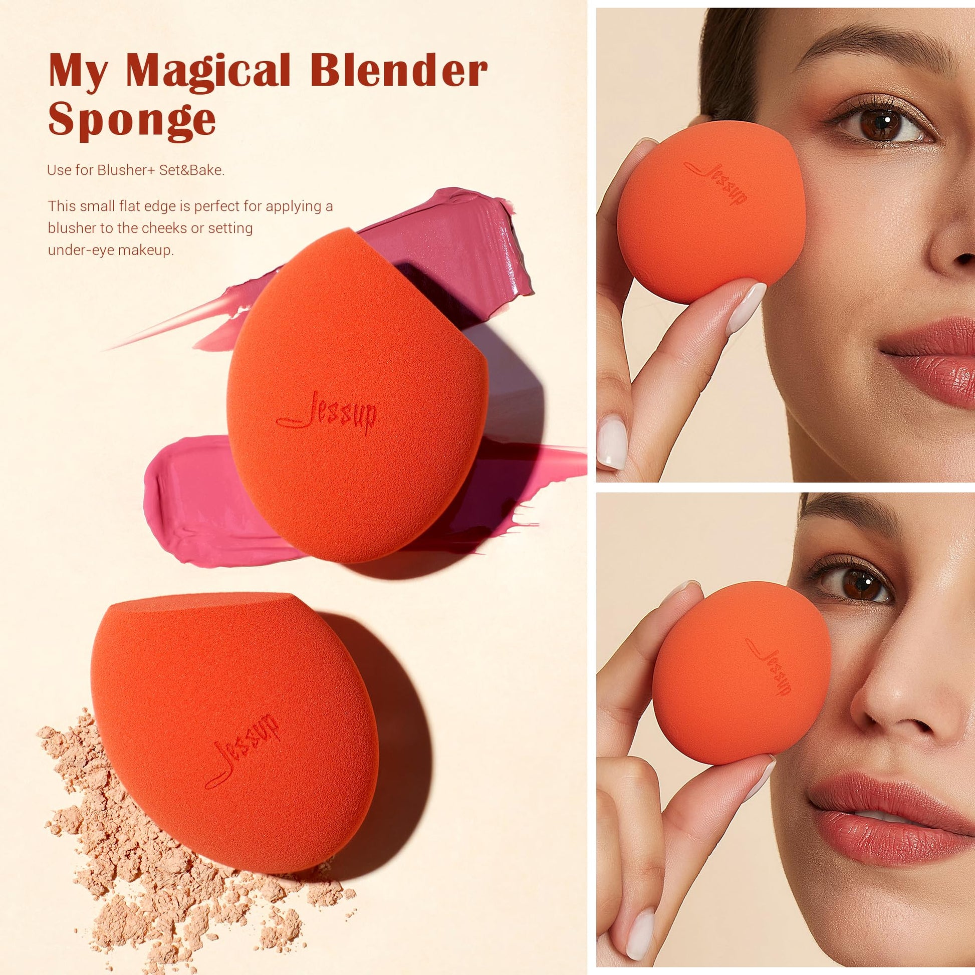 Jessup Makeup Sponge Set, 3pcs Make up Sponges for Face Soft Beauty Sponges Foundation Sponge Makeup Blender Concealer Sponge, SP013 - Medaid International