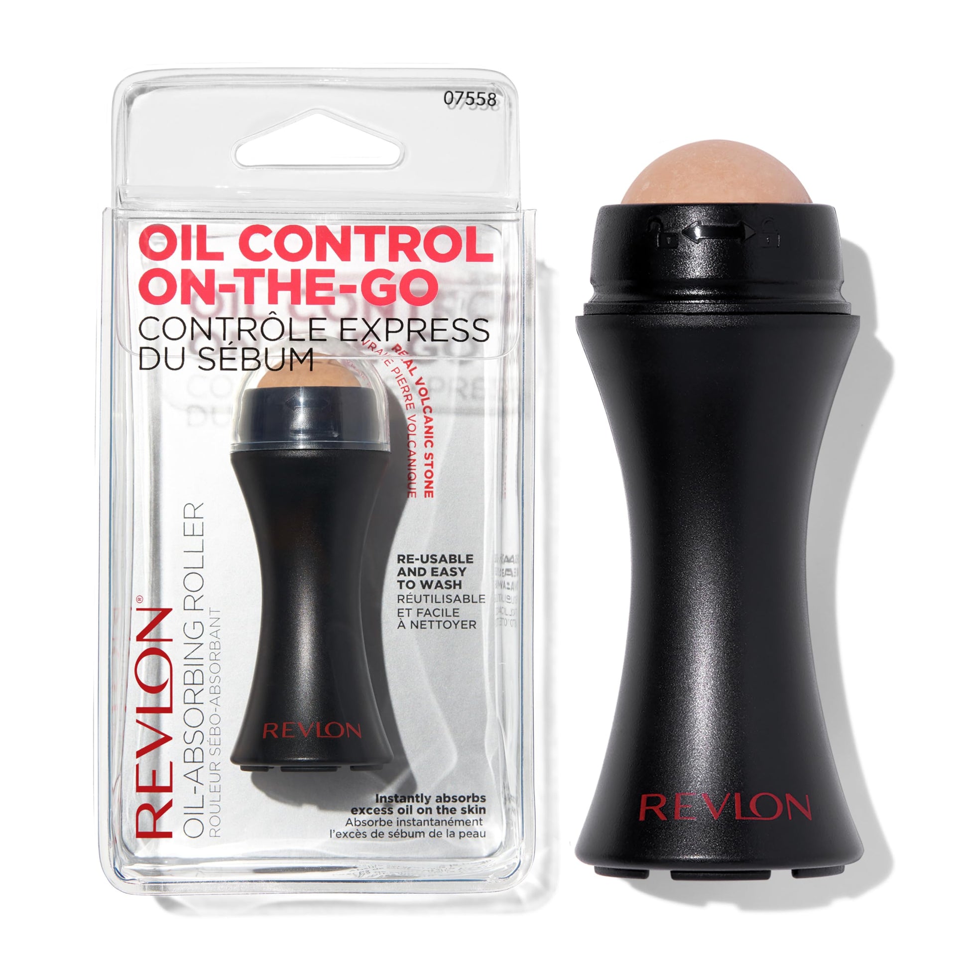 Revlon Face Roller, Oily Skin Control for Makeup, Oil Absorbing, Volcanic Reusable Facial Skincare Tool, Stocking Stuffer for Women & Men, 1 count - Medaid International