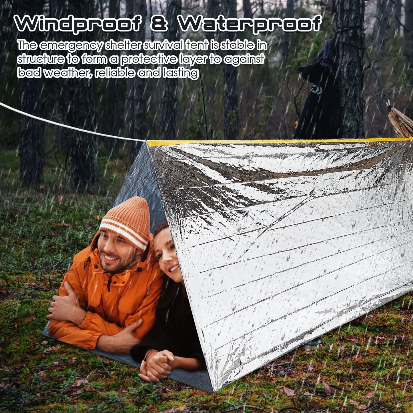 Woanger 4/10/20 Pcs Emergency Tent for Homeless Survival Tents Bulk 2 Person Tube Camping Tents 8 ft x 3 ft Shelter Survival Tent Portable Shelter for Hiking Backpacking Camping Outdoor(Silver,10 Pcs)