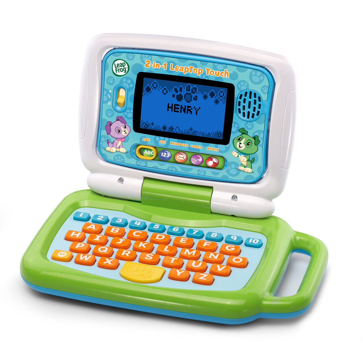 LeapFrog 2-in-1 LeapTop Touch Laptop for Kids, Educational Bilingual Toy That Converts from Laptop to Tablet, Learning Letters, Numbers and Messages -Green