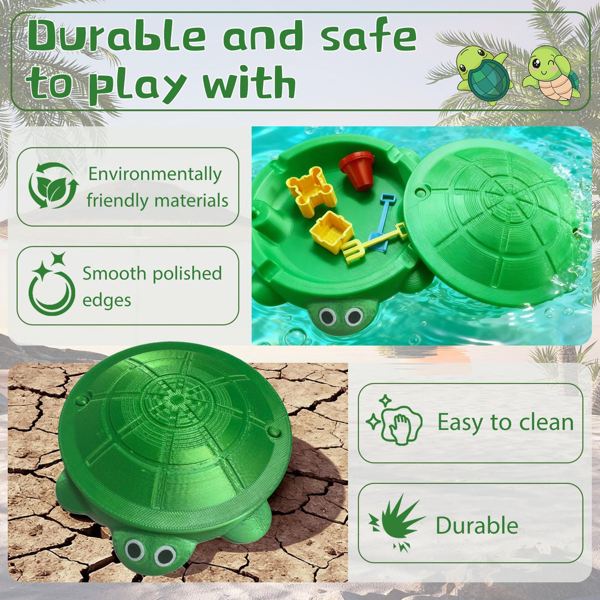 Mini Turtle Sandbox for Desk, Turtle Sandbox with Lid, Minis Zen Garden with Molds Sand Mini Tools Fun Gifts