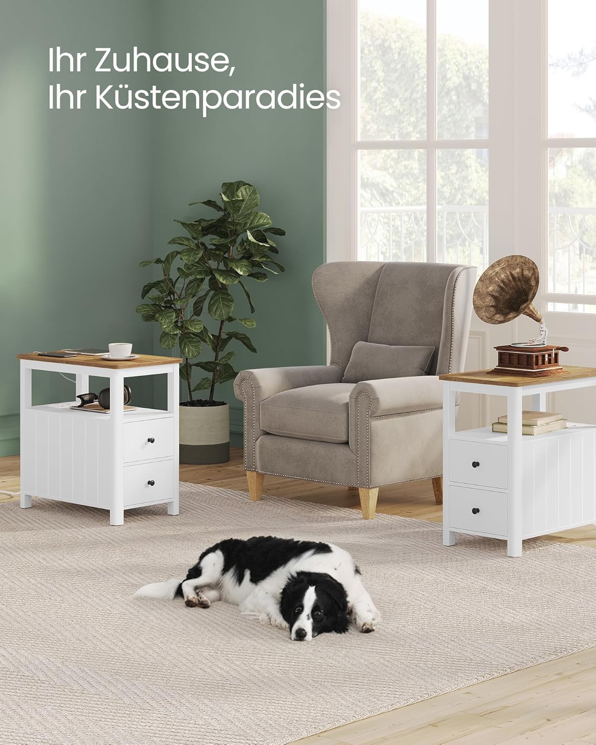 VASAGLE Narrow Bedside Table LET327W14