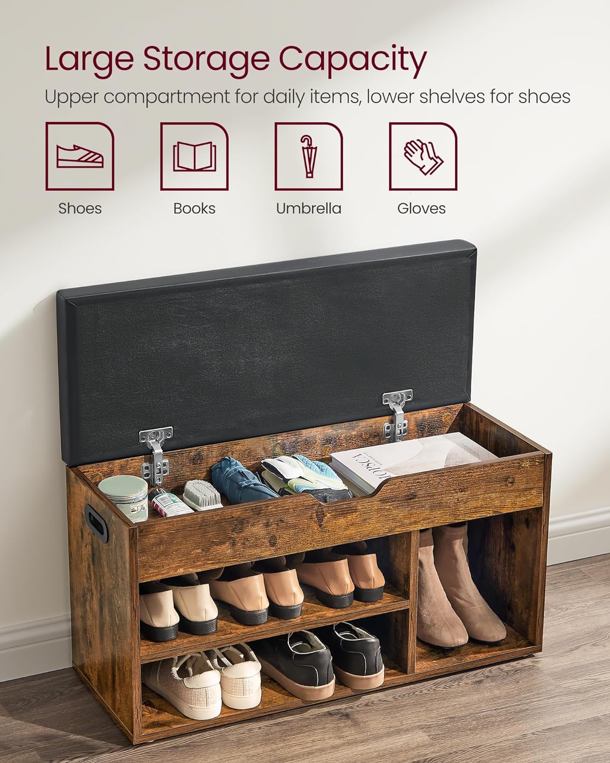 VASAGLE Shoe Bench with Cushion LHS30BX