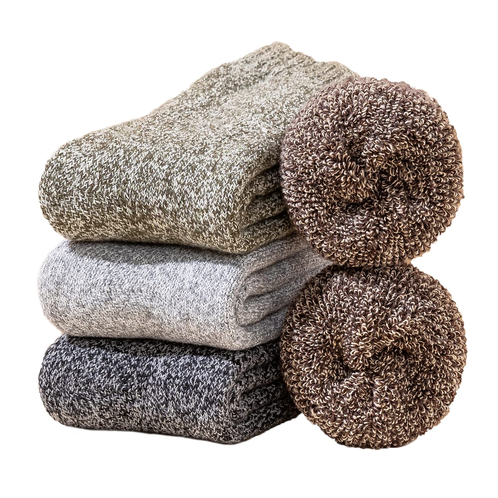 YZKKE 3Pack Mens Super Thick Wool Warm Socks - Soft Comfort Casual Crew Winter Socks - Medaid International