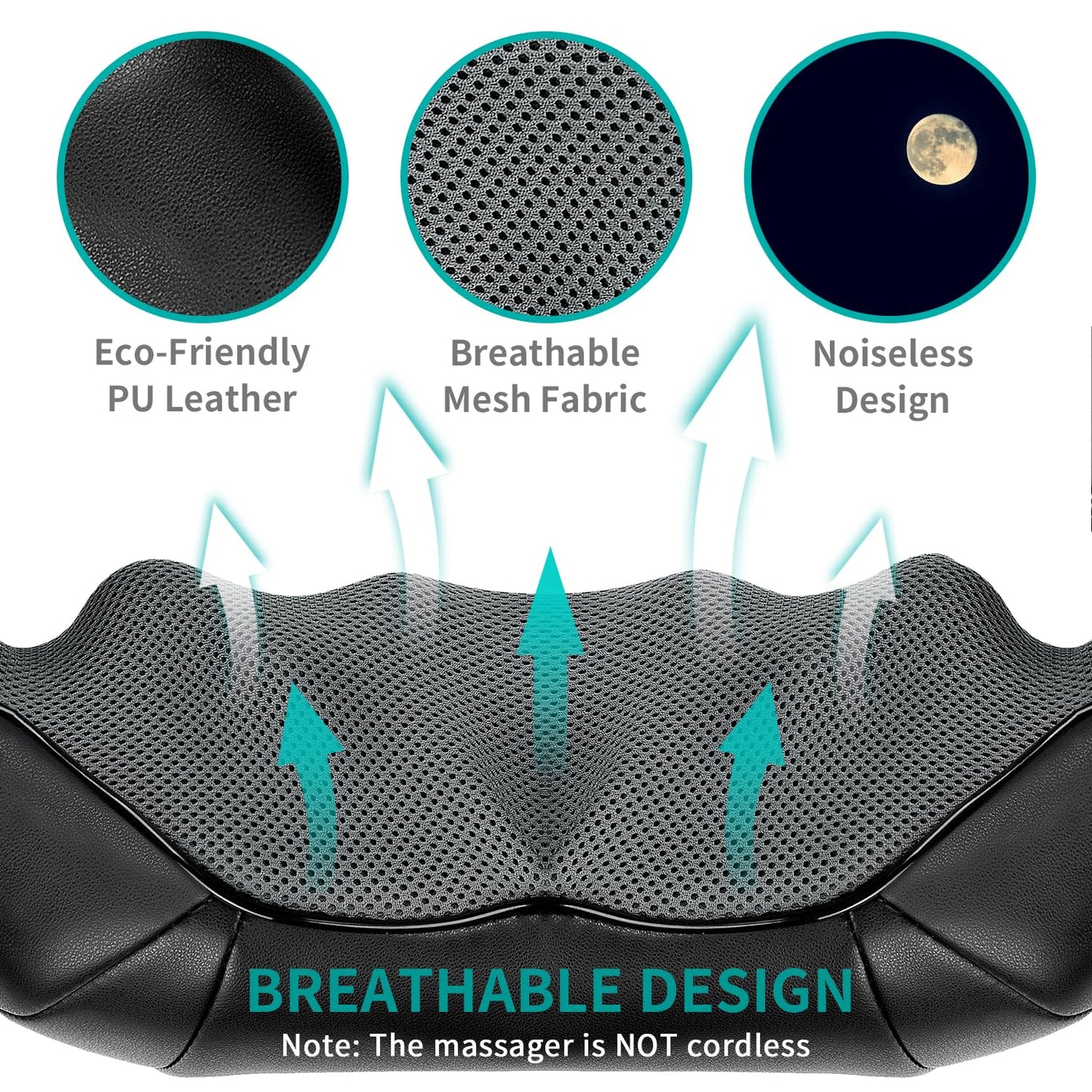 Nekteck Shiatsu Neck Massager for Pain Relief Deep Tissue with Heat, 3D Kneading Massage Pillow Back Shoulder Massagerfor Body Muscle, Plug-in Use for Home Office Car, Gifts for Mom Dad Him Her - Medaid International