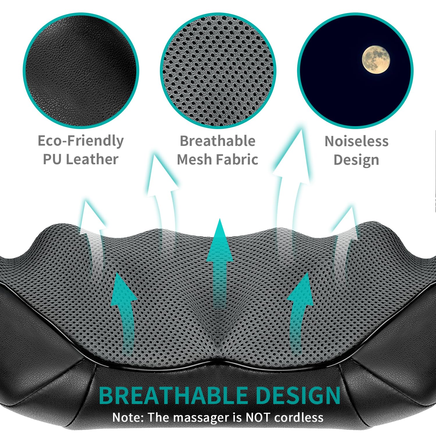 Nekteck Shiatsu Neck Massager for Pain Relief Deep Tissue with Heat, 3D Kneading Massage Pillow Back Shoulder Massagerfor Body Muscle, Plug-in Use for Home Office Car, Gifts for Mom Dad Him Her - Medaid International