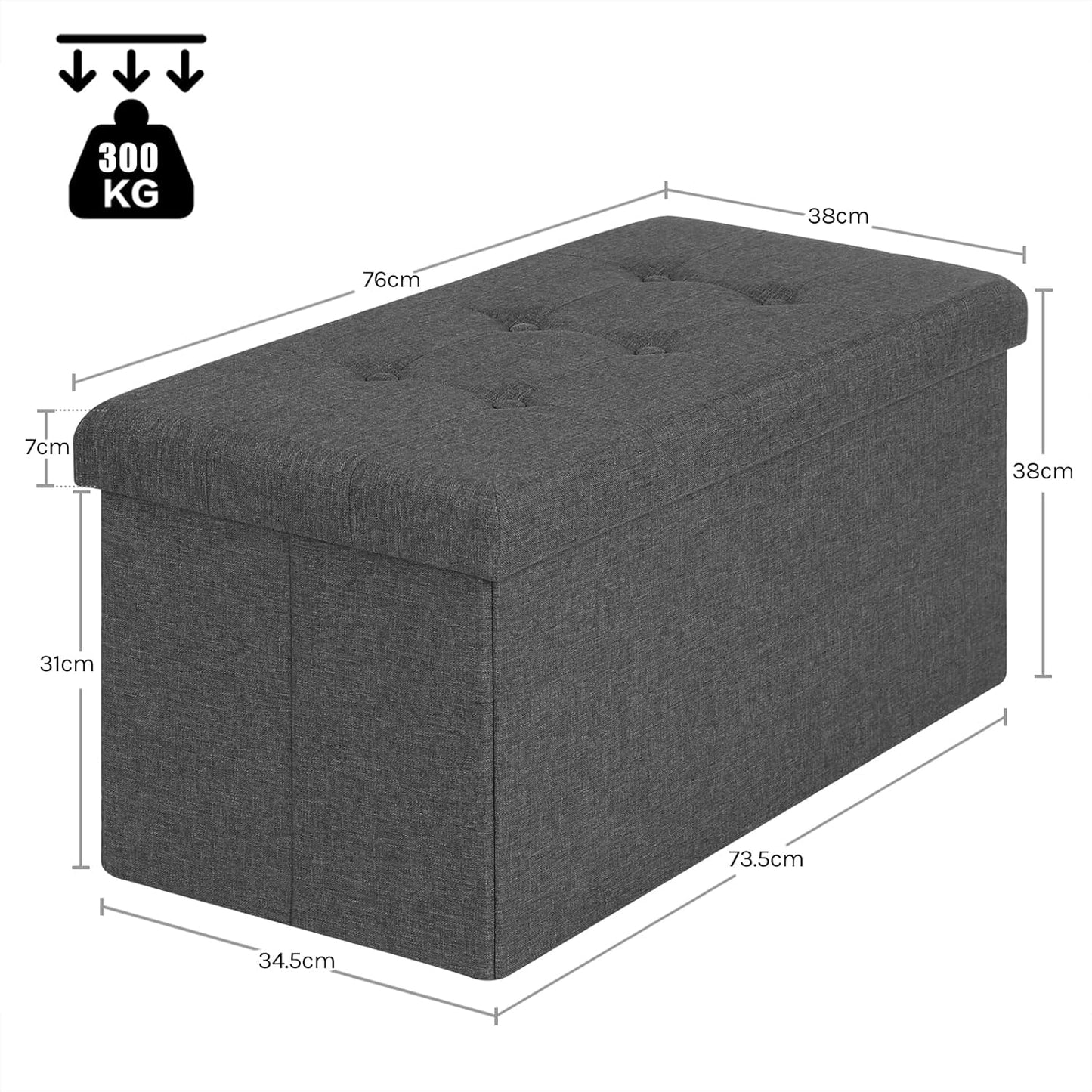 WOLTU Footstool Storage bench (SH10DGR_1)