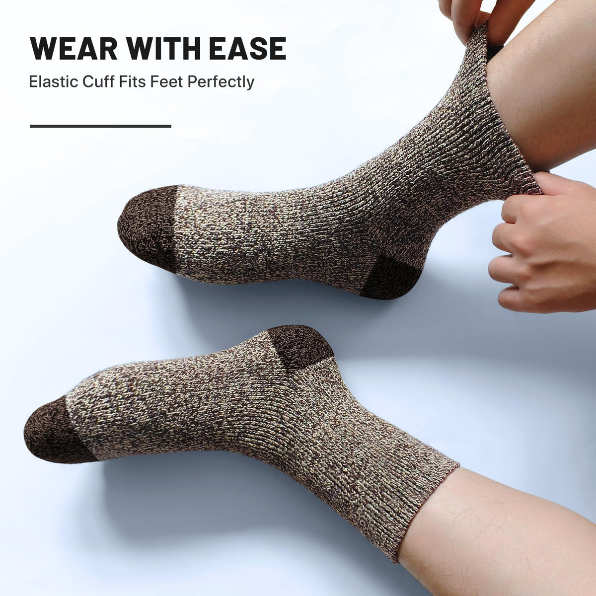 KASTWAVE Thick Wool Socks for Mens, Size 36-47 (7-12), Warm Winter Soft Thermal Socks, Cozy Winter Socks for Mens Gifts (5 Pairs)