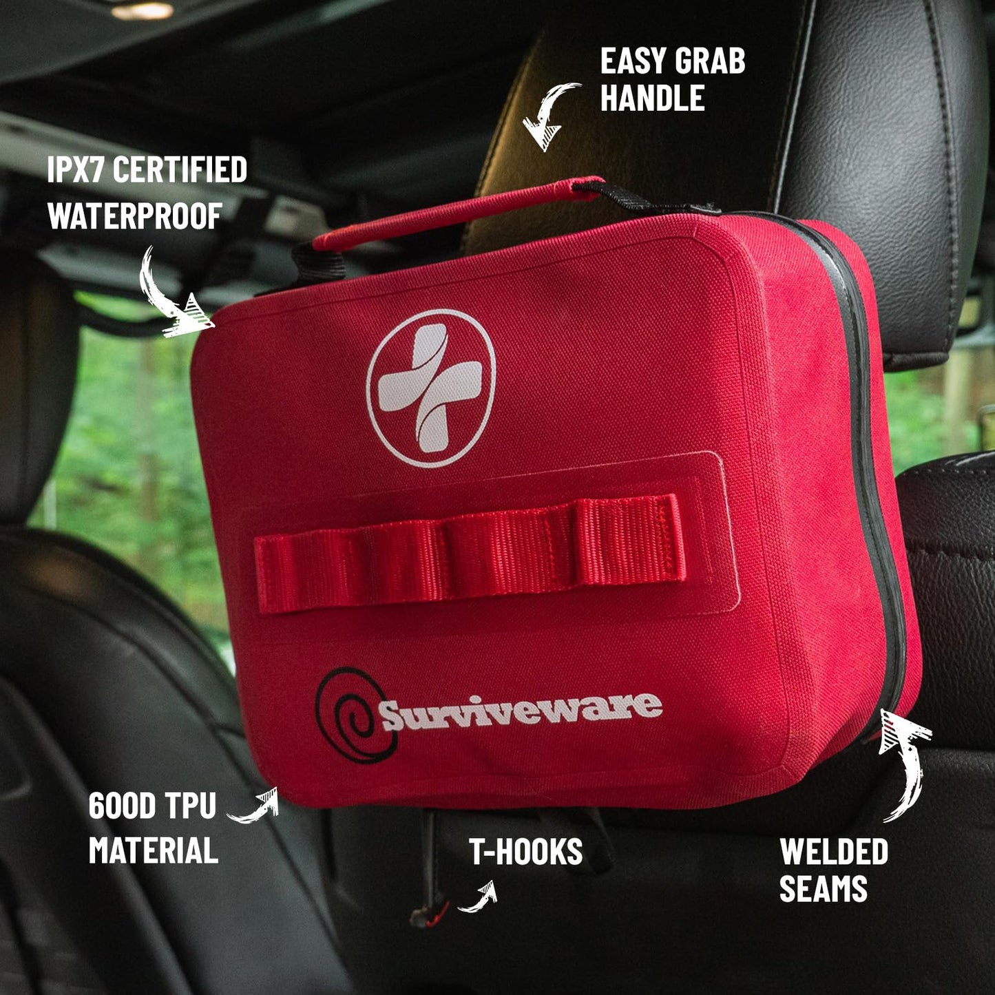 Surviveware 184 Pcs Comprehensive Waterproof Premium Survival First Aid Kit - Medical Emergency Kit for Travel Camping Gear, Home Essentials & Outdoor Emergencies - Survival Kit