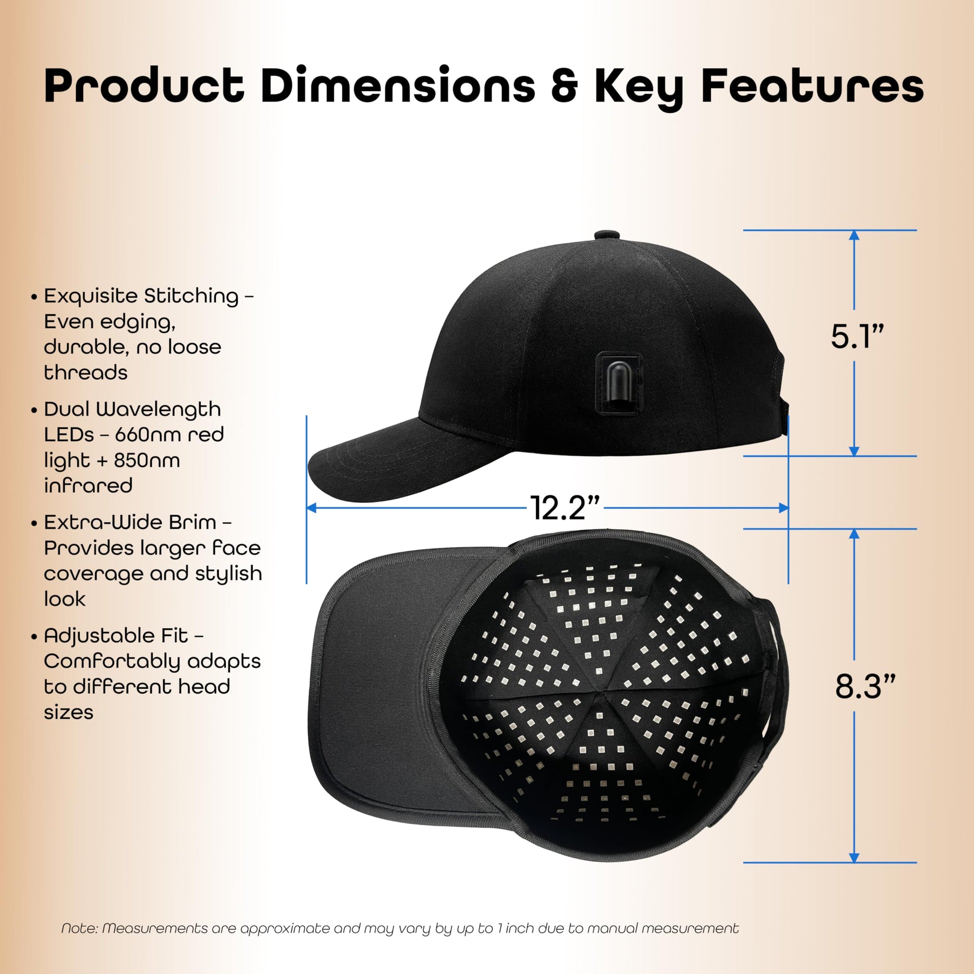 OMEO High Power Red Light Therapy Cap with Dual Pulse Mode – 176 High Power LEDs 660nm & 850nm Dual Wavelengths, 5 Light Levels | Advanced Scalp & Head Treatment Device for Hair Growth – Black - Medaid International