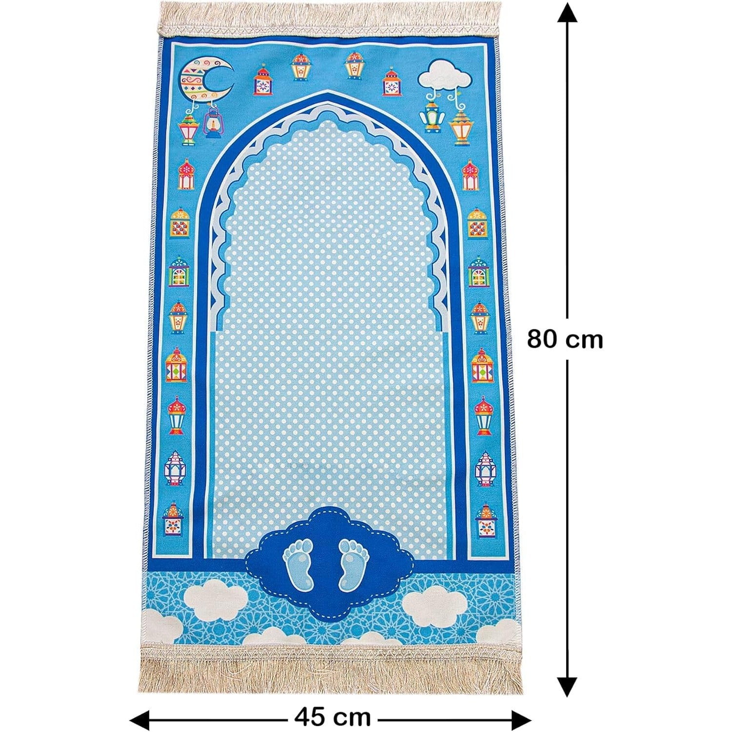 ihvan online, Muslim Prayer Rug for Kid, Islamic Gifts Praying Mat for Kids, Kids Prayer Mat, Design Janamaz Sajadah, Soft Salah Mats Carpet for Kid, Travel Praying Rug, Patterned Blue-2 - Medaid International