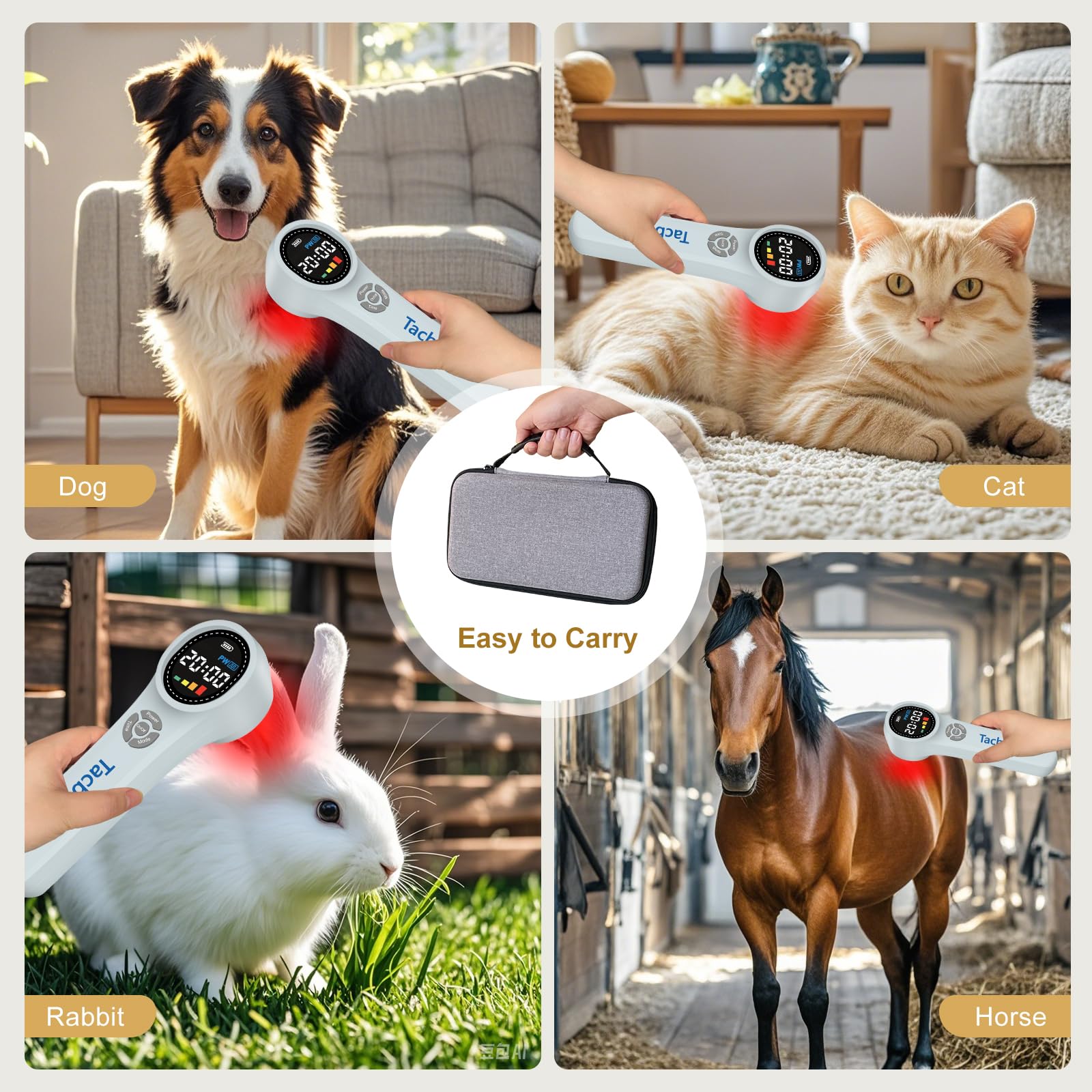Tacbyz Cold Laser Therapy Device for Dogs, 16x660nm+4x810nm+4x980nm, Handheld Red Light Therapy for Joint&Muscles Pain Relief, Pet Laser Therapy for Dogs Cats Horse, Helps Inflammation, Wound Healing - Medaid International