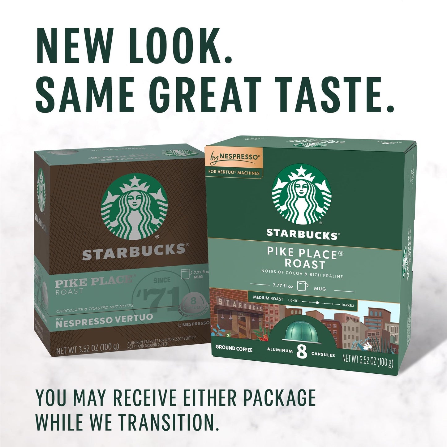 Starbucks by Nespresso Vertuo, Pike Place, Medium Roast Coffee 32-count Coffee Pods, Brews 7.8 oz.