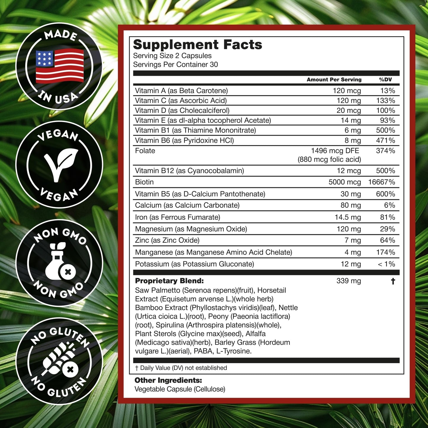 DHT Blocker Hair Growth Supplement - High Potency Biotin & Saw Palmetto for Hair Regrowth - Natural Hair Loss Treatments for Women & Men - Helps Stimulate Hair Follicle Growth - Medaid International