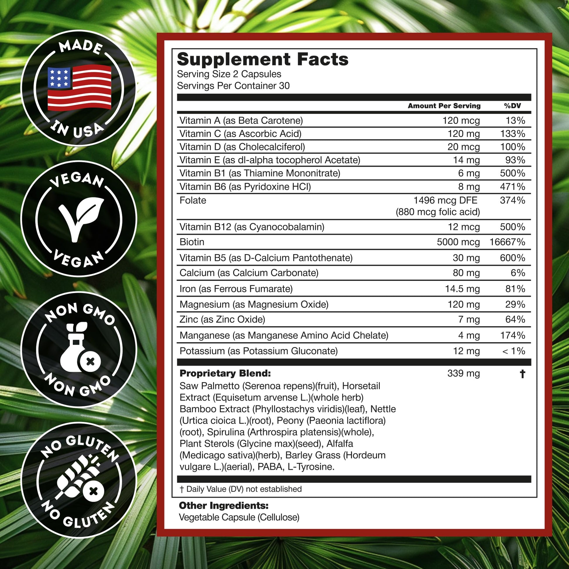 DHT Blocker Hair Growth Supplement - High Potency Biotin & Saw Palmetto for Hair Regrowth - Natural Hair Loss Treatments for Women & Men - Helps Stimulate Hair Follicle Growth - Medaid International