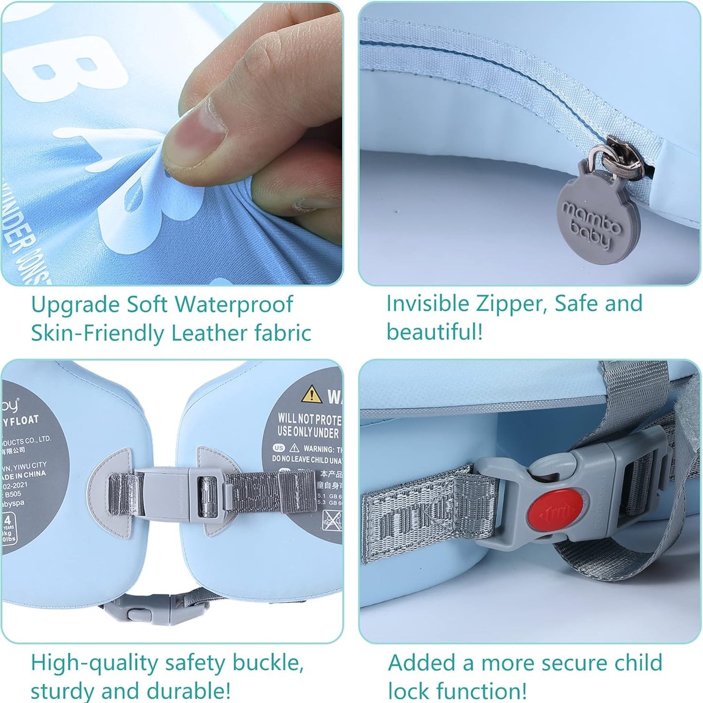 Mambobaby - Waist Baby Float With Canopy - Blue