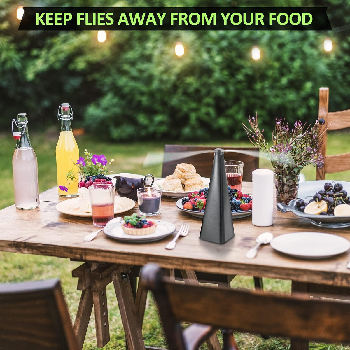 KASTWAVE Fly Repellent Fan, Eco-Friendly Fly Insect Mosquito Repellent Fan, Keep Flies Bugs away from Food for Outdoor Table, Lightweight Portable, Camping Meal Home Hotel Restaurant (Black 3 PCS)