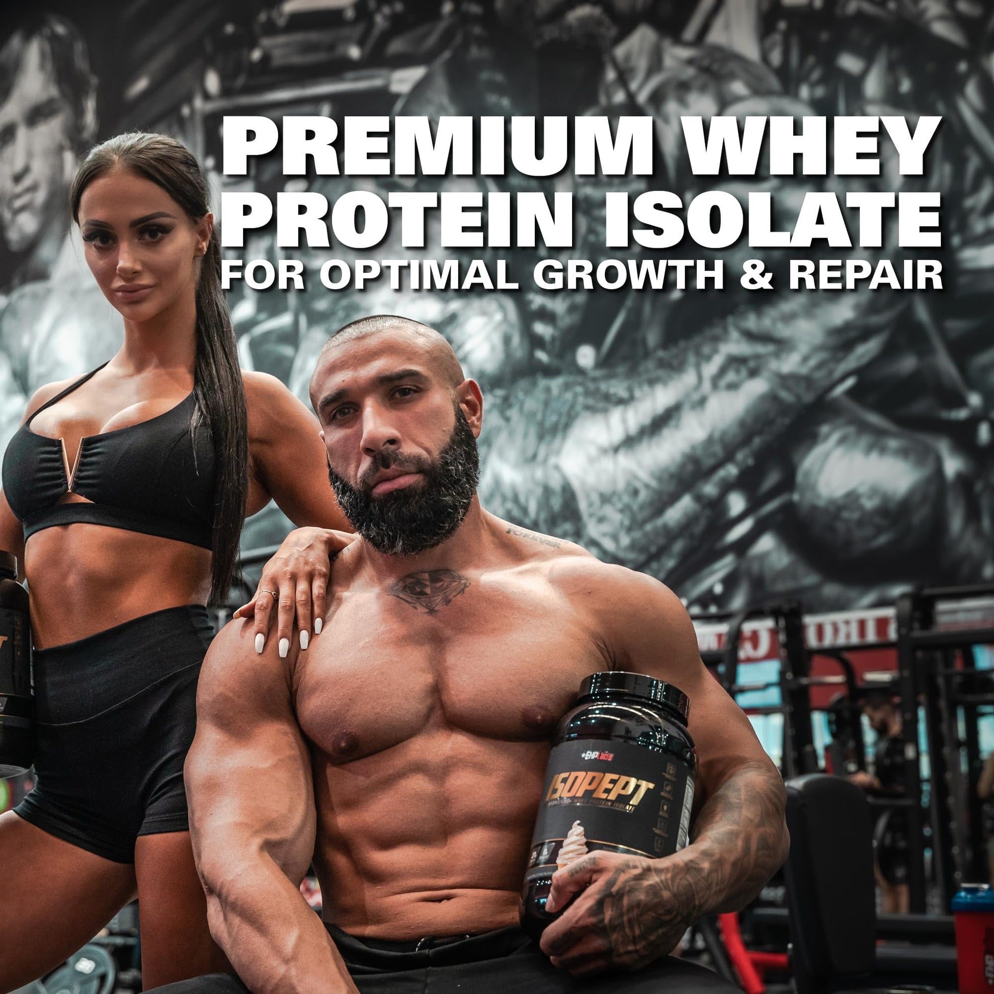IsoPept Hydrolyzed Whey Protein Powder by EHPlabs - 100% Whey Protein Isolate & Hydrolysate, 27g of Protein, Non-GMO, Gluten Free, Fast Absorbing, Easy Digesting, 27 Serves (Strawberry Milkshake) - Medaid International