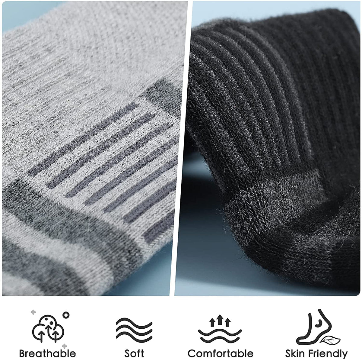 KASTWAVE Athletic Running Socks, Ankle Socks Low Cut Athletic Cushioned Running Tab Socks 6 Pack, Cushioned Breathable Low Cut Sports Tab Socks for Men and Women