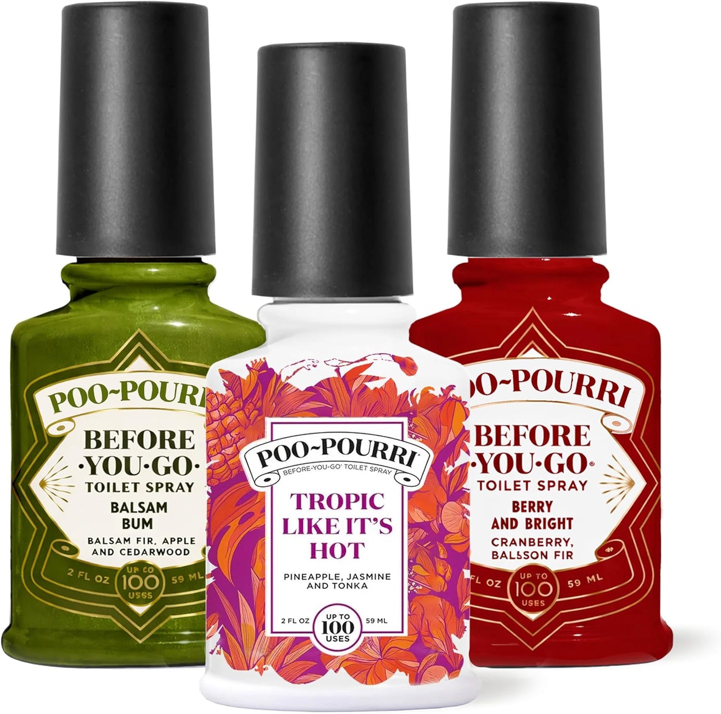Poo-Pourri Vanilla Mint, Vanilla Petals & Santal, and Peaches & Cream 2 Ounce Set