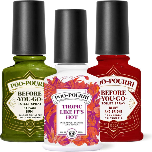 Poo-Pourri Vanilla Mint, Vanilla Petals & Santal, and Peaches & Cream 2 Ounce Set