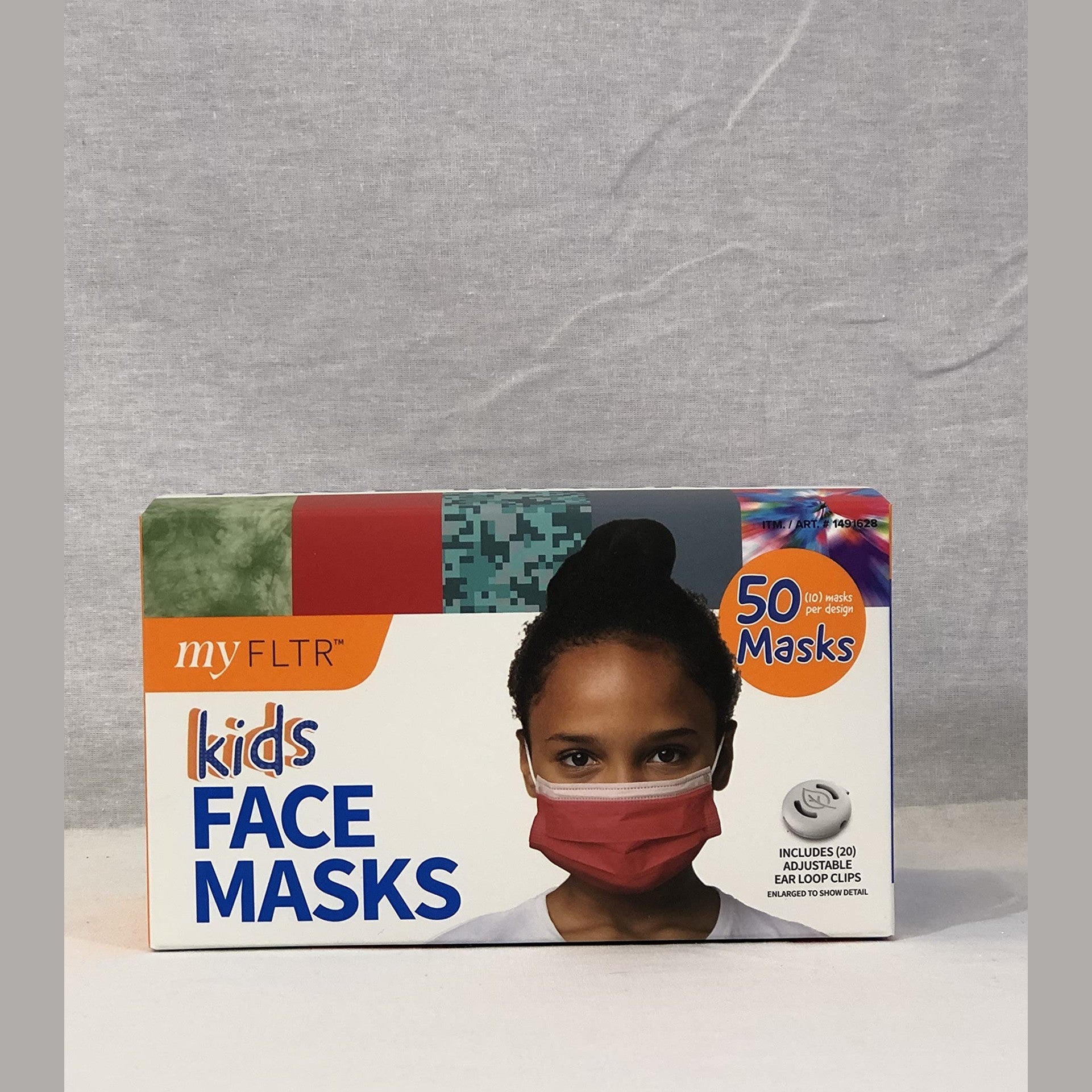 MY FLTR Kids Designed Face Masks Right Sized for Kids Adjustable Ear Loops 95% Filtration Including 20 Adjustable Ear Loops (10 Masks Per Designed) 50 Masks - Medaid International