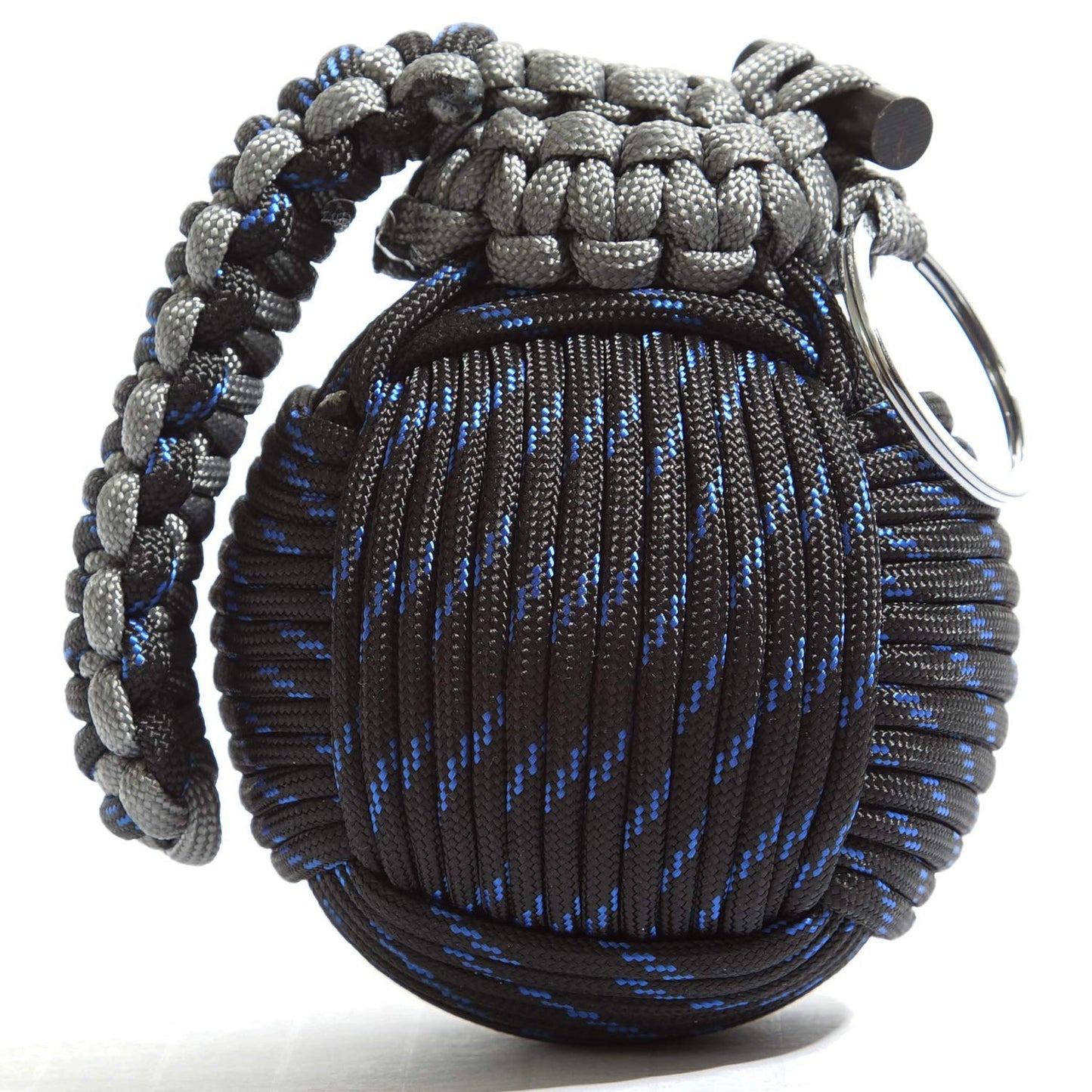 Paracord Emergency Carabiner Grenade with 48 Survival Tools (Blue+Black) - Grenade-Tied 550 Parachute Cord for Outdoor Preparedness - Holtzman's Gorilla Survival