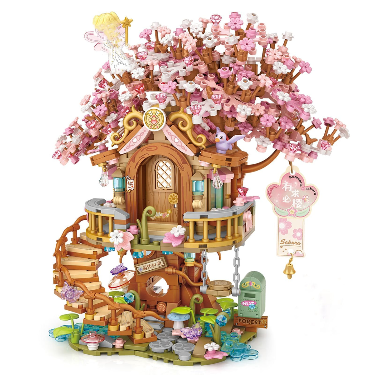 KASTWAVE Cherry Blossom Bonsai Tree Building Set, Flowers Tree House Model Sets for Adults, 1149Pcs Micro Bricks Collectible Creative Gifts for Adults Girls Boys 14+
