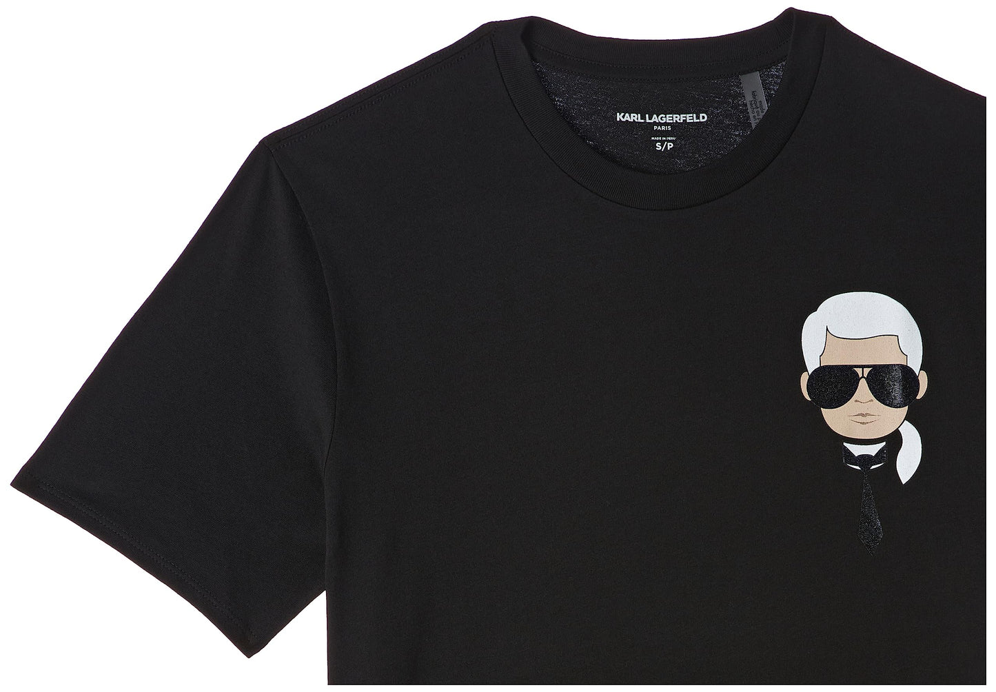 Karl Lagerfeld Paris mens Classic Karl Character Short Sleeve Crew Neck T-shirt T Shirt, Black, Large US - Medaid International