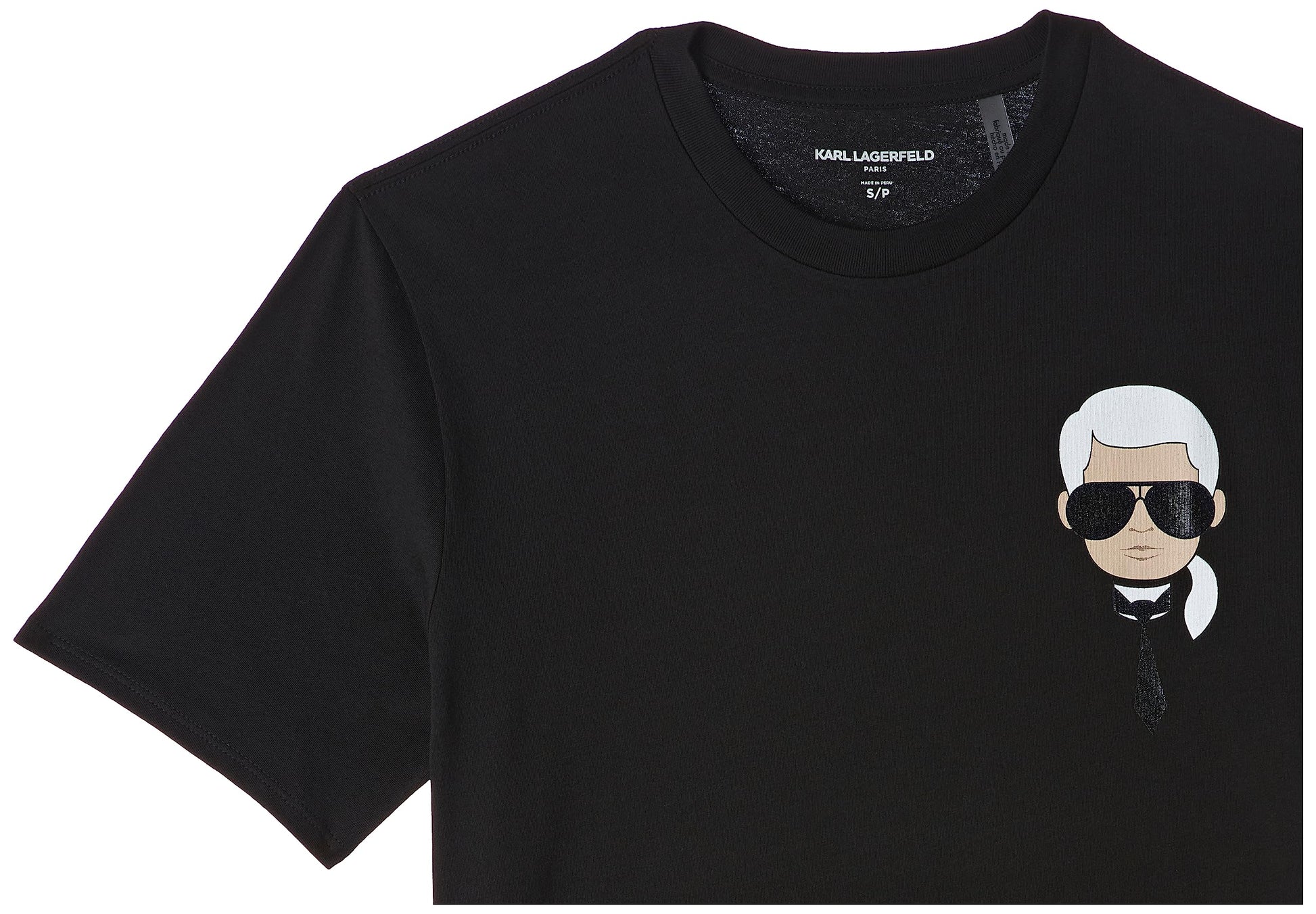 Karl Lagerfeld Paris mens Classic Karl Character Short Sleeve Crew Neck T-shirt T Shirt, Black, Large US - Medaid International