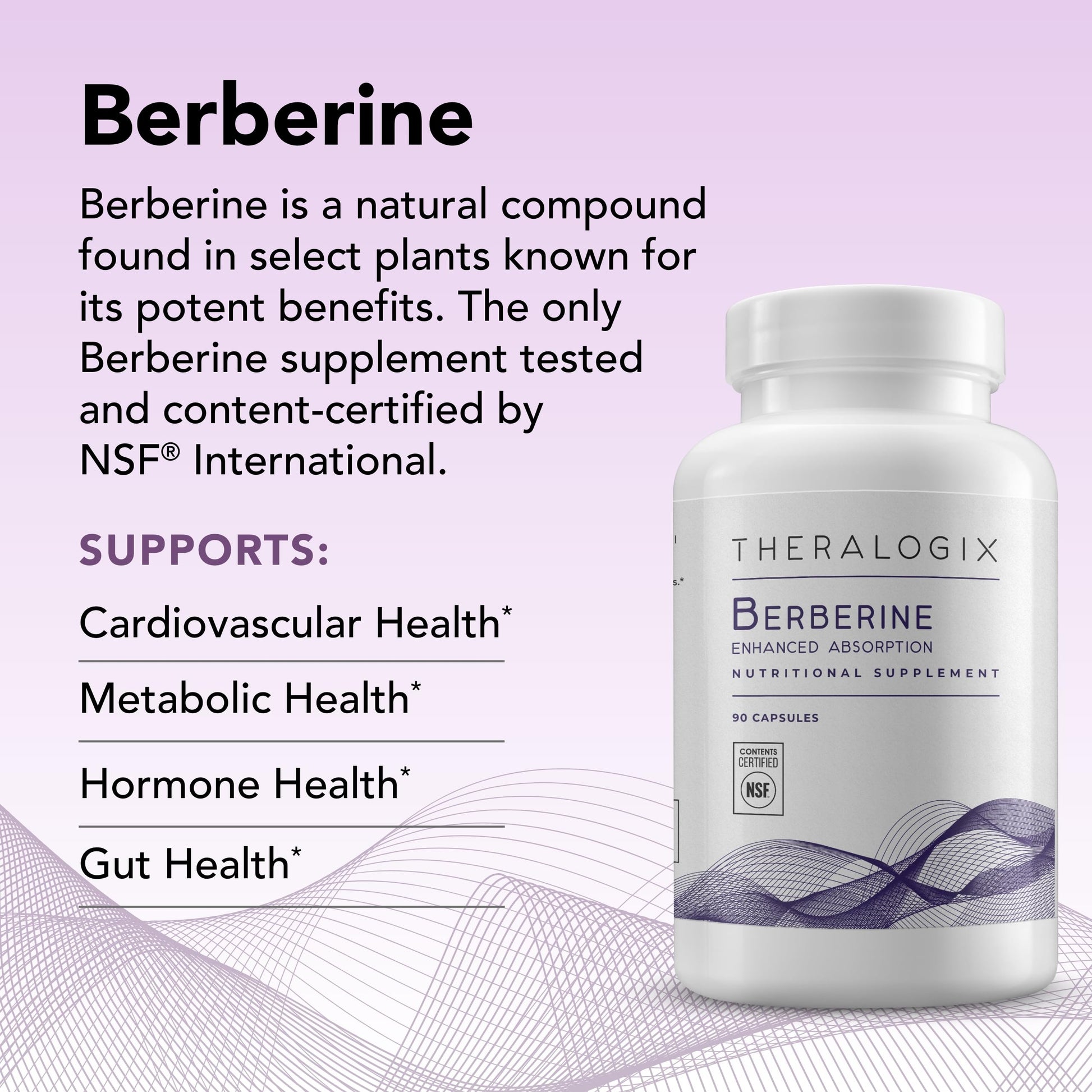 Theralogix Berberine Enhanced Absorption - 90-Day Supply - Made with Berberine Phytosome to Help Support Healthy Metabolism & Hormone Balance* - NSF Certified - 90 Capsules - Medaid International
