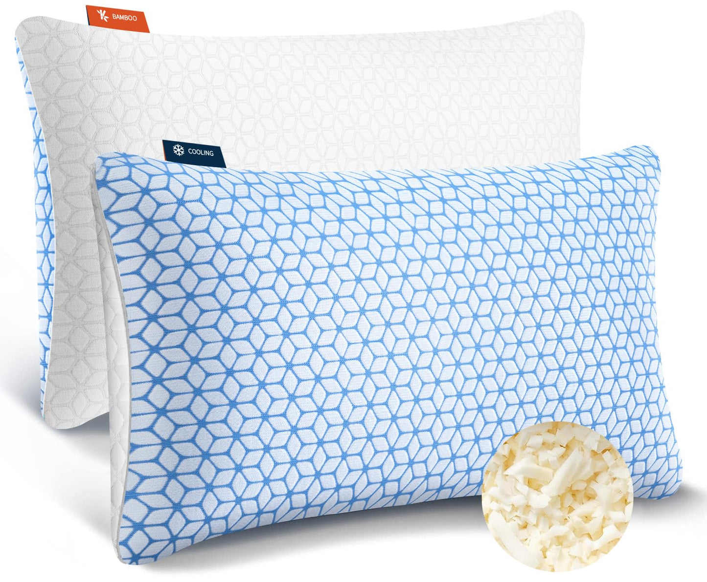 Love Attitude Shredded Memory Foam Pillows King Size Set of 2, Cooling Pillow Firm and Soft Adjustable for Side Back Stomach Sleepers - Medaid International