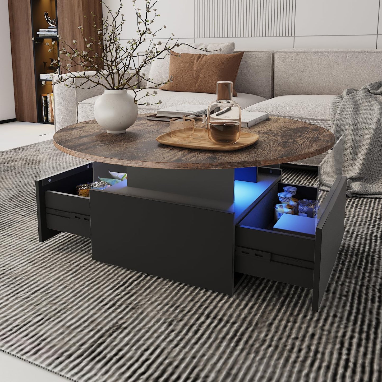 LED Modern Living Room Table with Storage