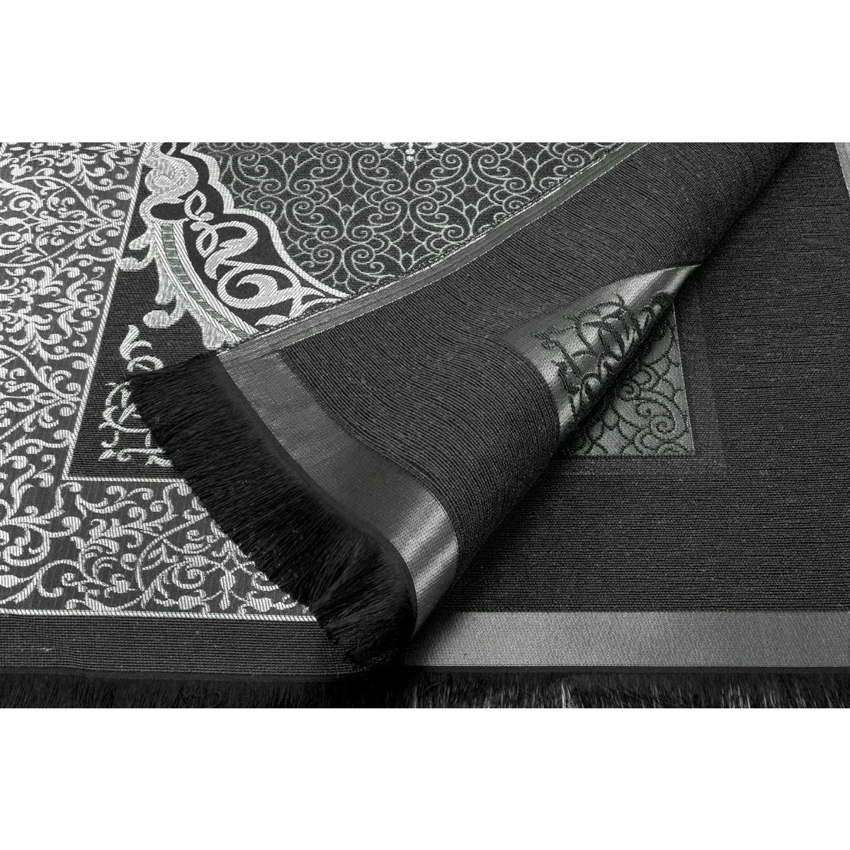 BAYKUL Muslim Prayer Rug, Islamic Turkish Prayer Rugs, Great Ramadan Gifts, Prayer Mat for Women and Men,Islam Carpet,Portable Muslims Mats,Praying Rugs Islam with Beads-Gift Prayer Beads 99 (Grey) - Medaid International