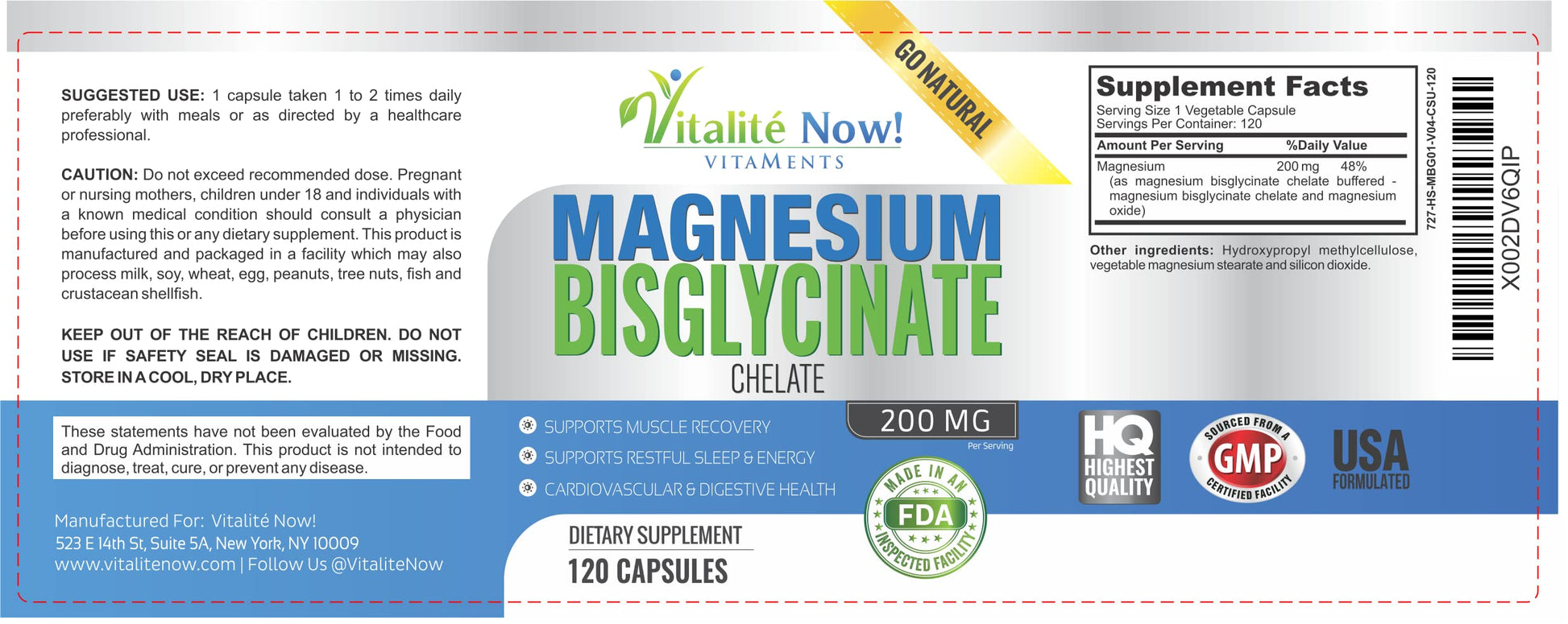 Magnesium Bisglycinate 200mg 100% Chelated - Max Absorption & Bioavailability, Fully Reacted & Buffered, No Laxative Effect - Sleep, Energy, Leg Cramps, Headaches - Non-GMO - Medaid International