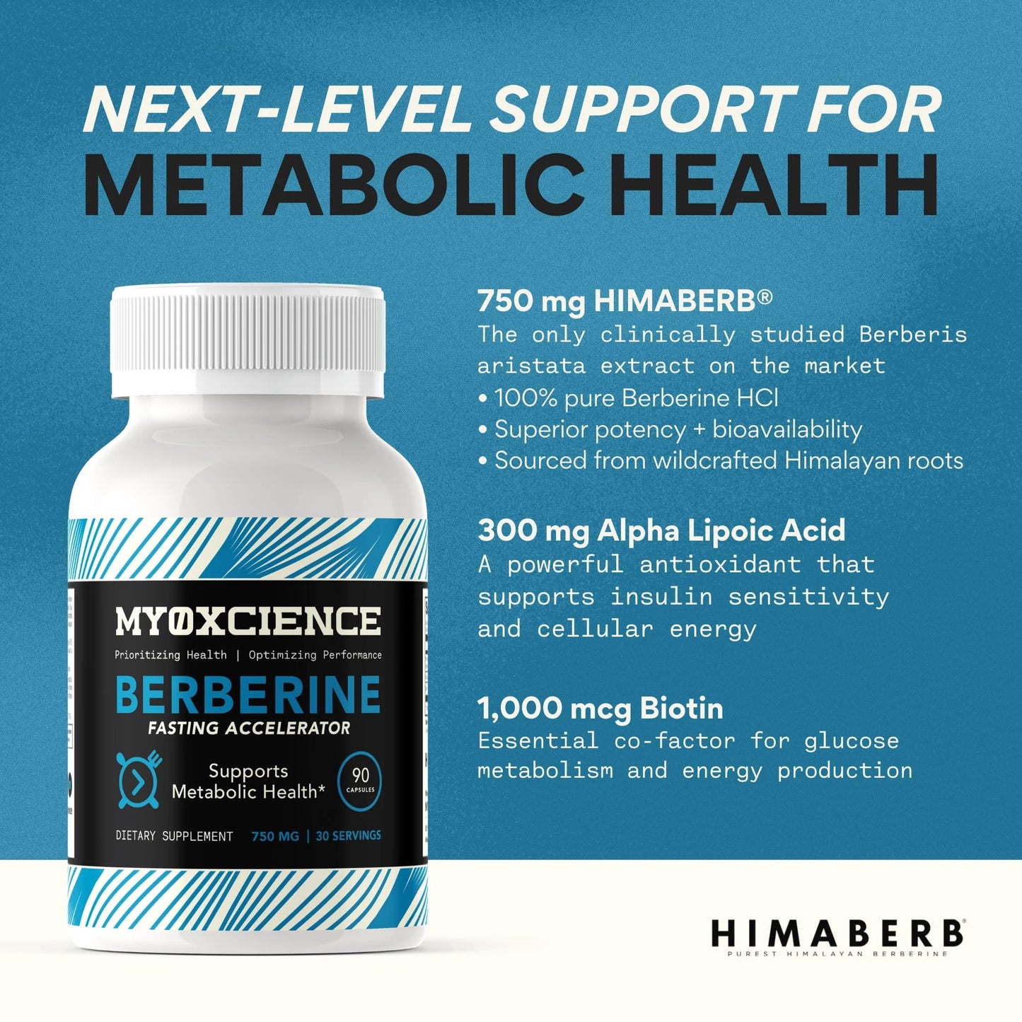 MYOXCIENCE Berberine Fasting Accelerator | Himaberb Berberine HCL with ALA (Alpha Lipoic Acid) and Biotin (90 Capsules) - Medaid International