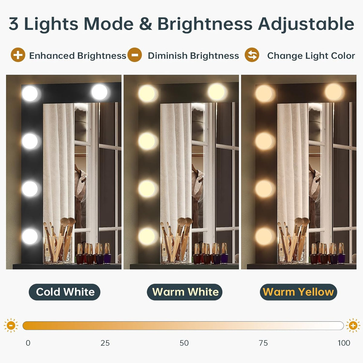 AOGLLATI Dressing Table with LED Mirror Light