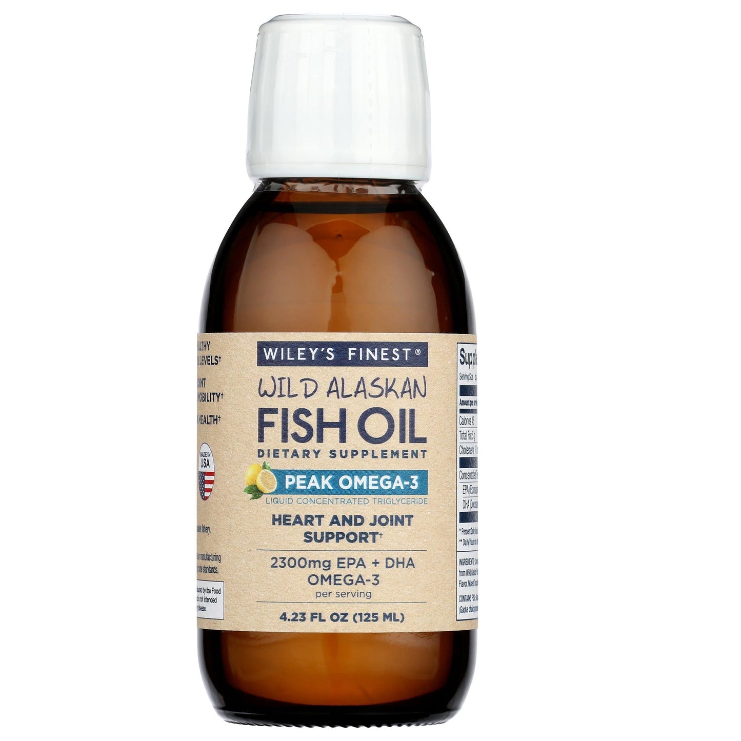 Wiley’s Finest Wild Alaskan Fish Oil Peak Omega-3 Liquid Supplement - 2300mg EPA and DHA Omega-3s - Lemon Flavor - 4.23 Oz (25 Servings) - Medaid International