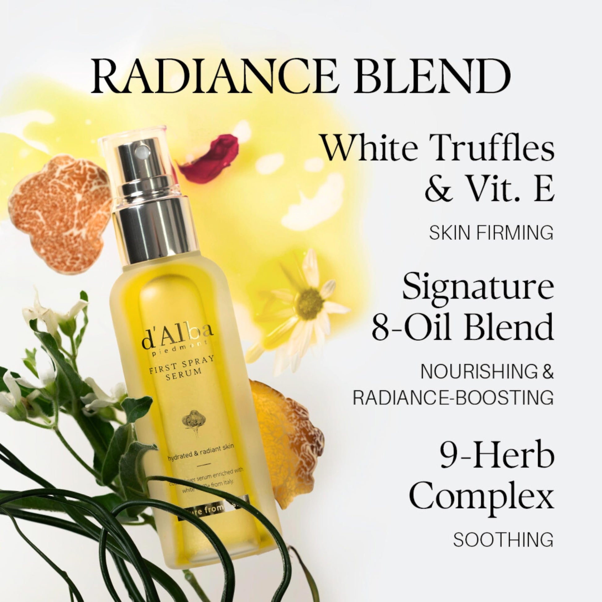 d'alba Piedmont Italian White Truffle First Spray Serum, Vegan Skin Care, Light-weight Face Moisturizer, Glow Serum for Radiant Skin, Non Comedogenic, All In One Mist, Korean Skin Care (3.38 fl oz.) - Medaid International
