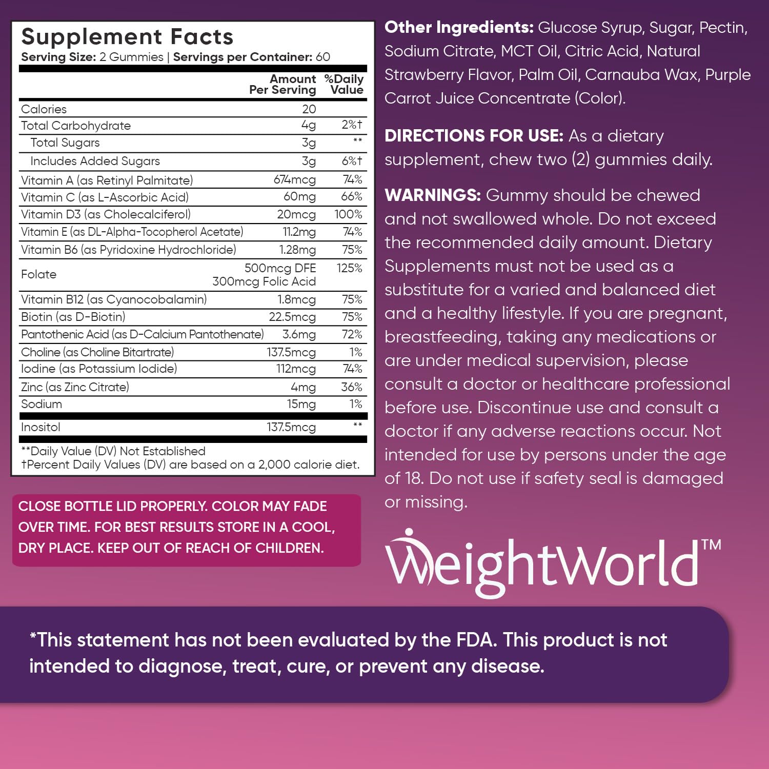 WeightWorld Adult Multivitamin Gummies - 120 Men's Gummy Multivitamins with Nutrients for Daily Well-Being - Vegetarian Women's Gummy Vitamin (2-Month Supply) - Non-GMO, Lactose-Free & Gluten-Free - Medaid International