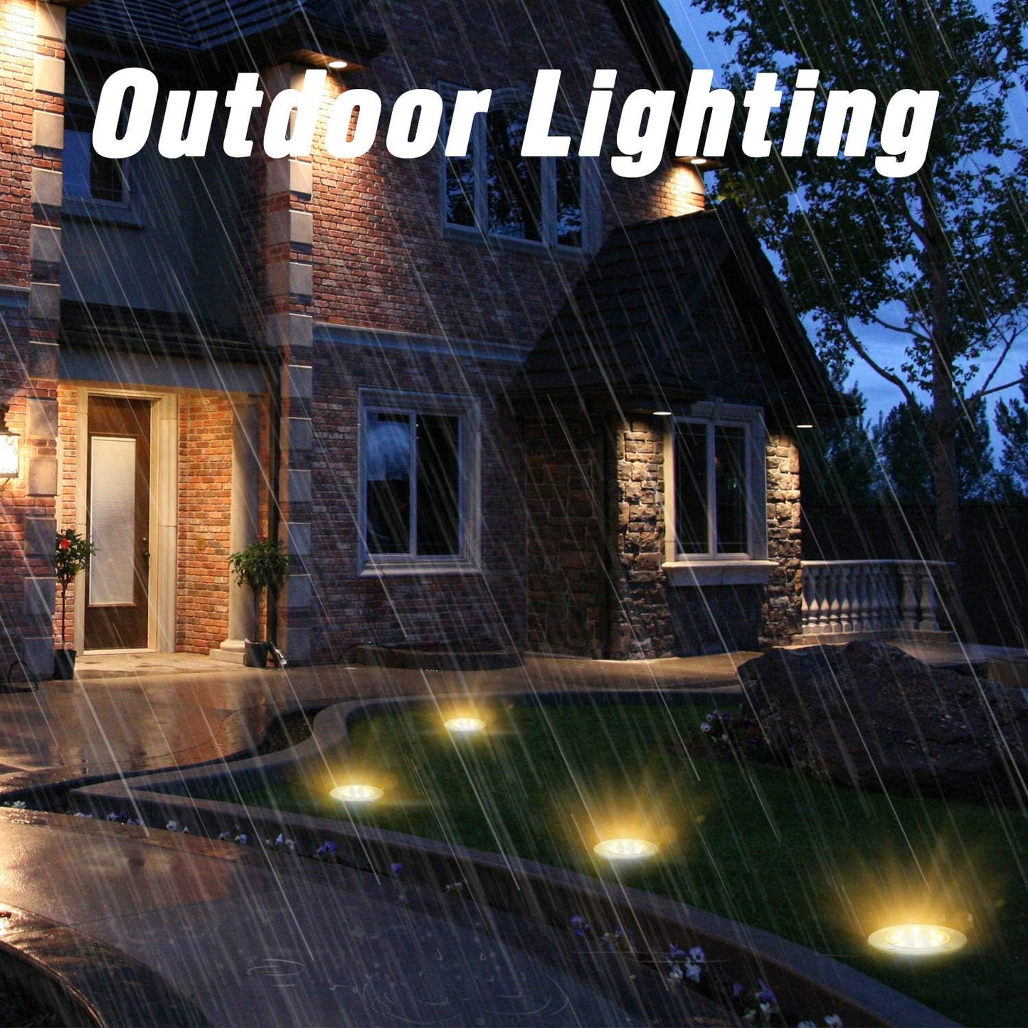 BrizLabs - Solar Ground Lights with 8 Bright LEDs, 600mAh Battery, 8-10 Hours Runtime