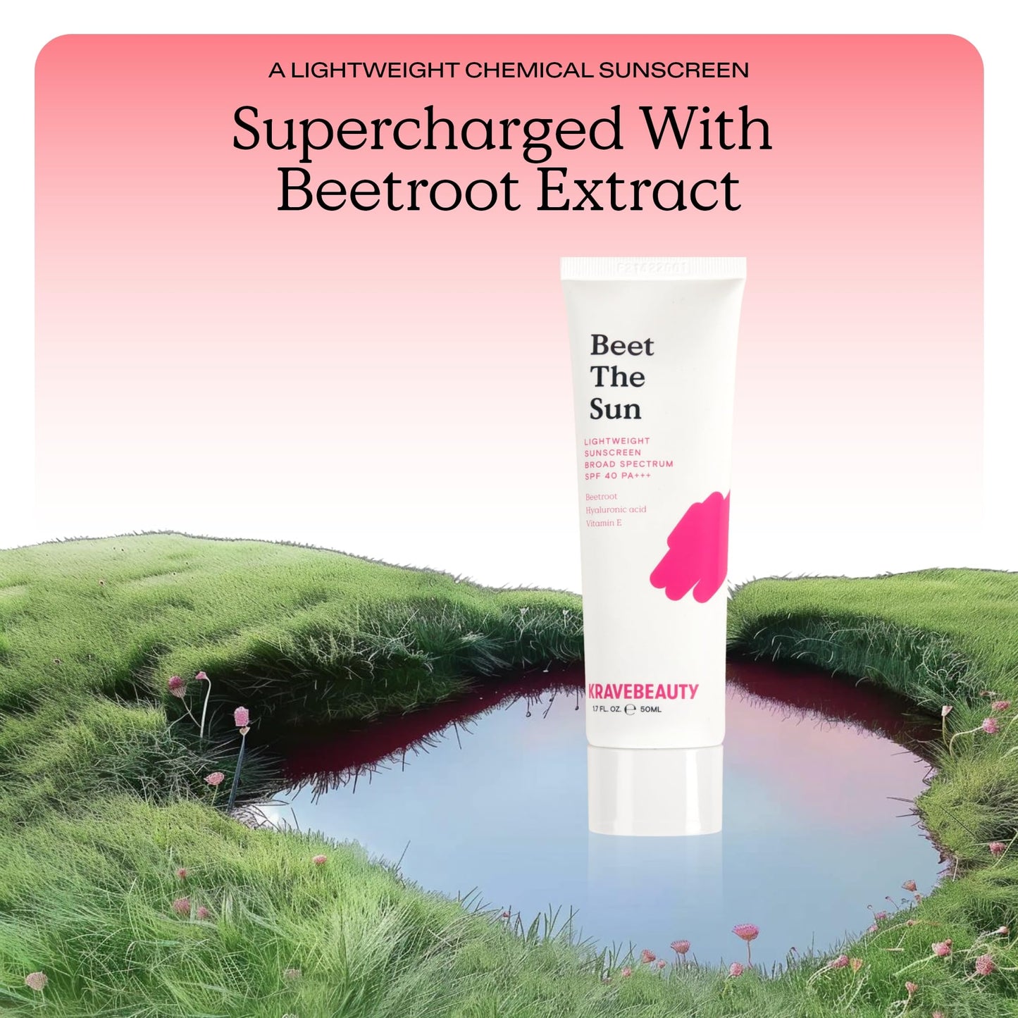 KraveBeauty Beet The Sun SPF 40 – Korean-Inspired Daily Broad Spectrum Sunscreen, Non-Greasy Chemical SPF, No White Cast, Vegan & Cruelty-Free, 1.7 fl oz - Medaid International