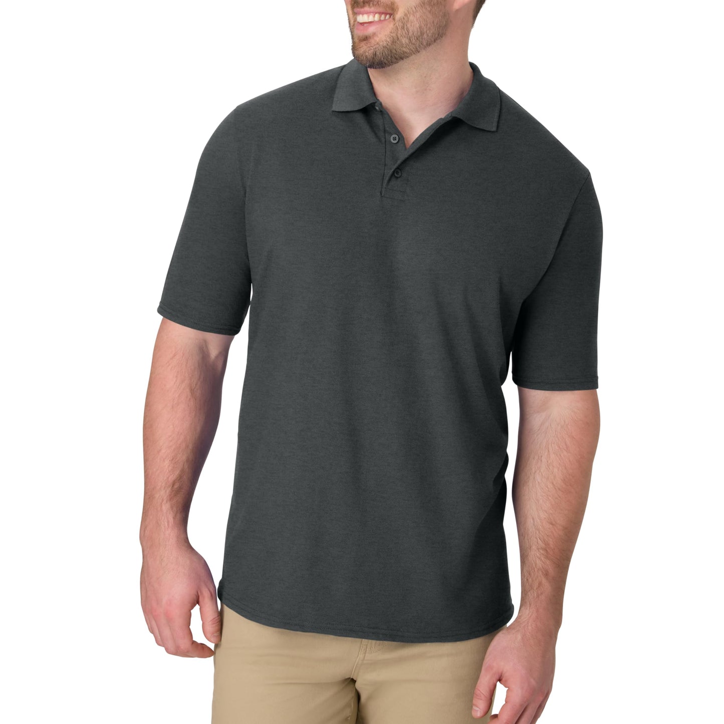 Hanes Men's Short Sleeve X-Temp W/ FreshIQ Polo, Charcoal Heather, XX-Large - Medaid International