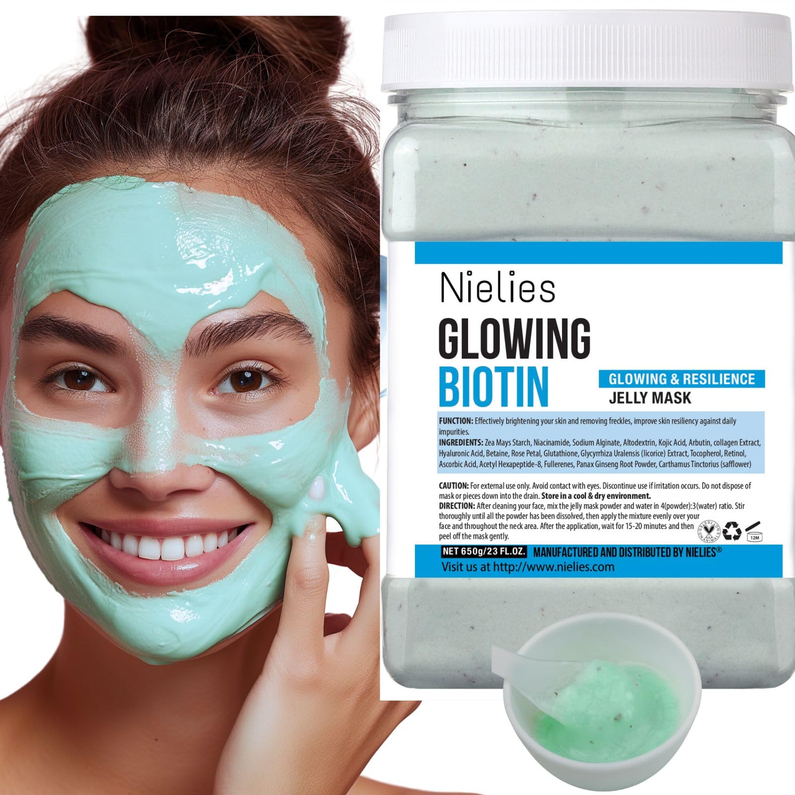 Nielies Glowing Biotin Peel-Off Jelly Mask Set, Jelly Mask For Facials, Face Mask For Instant Hydration, Vegan Peel Off Face Mask, Facial Skin Care Product Peel Off For Moisturizing, Glowing - Medaid International