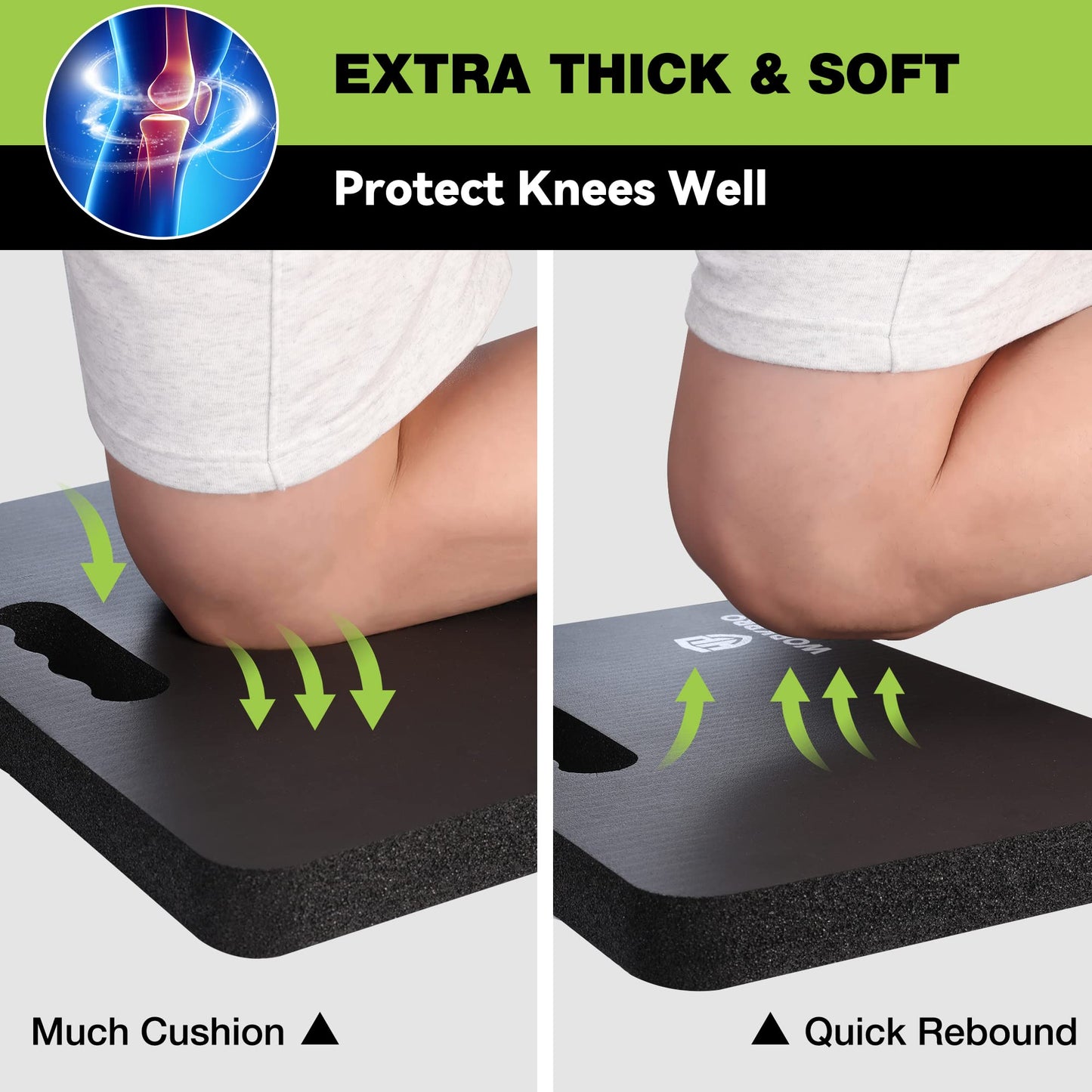 WORKPRO Extra Thick Kneeling Pad, Soft Foam Cushioning for Knee, Large Foam Kneeler Mat for Gardening, Bathing Baby, Workout Supplies, 17.5 x 11 x 1.5 in, Black - Medaid International